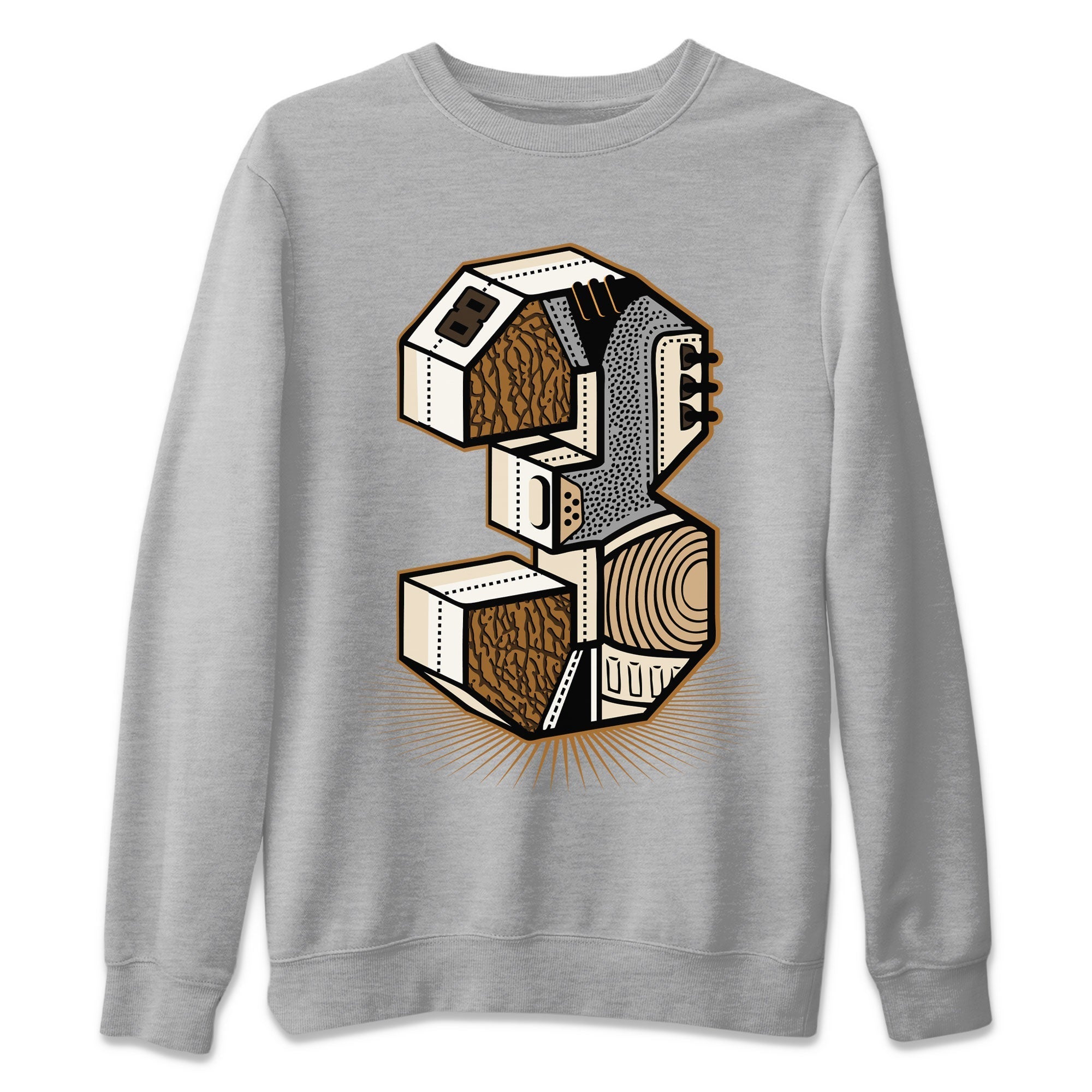 Air Jordan 3 Palomino shirt to match jordans Number Statue Streetwear Sneaker Shirt 3s Palomino Drip Gear Zone Sneaker Matching Clothing Unisex Heather Grey 1 T-Shirt