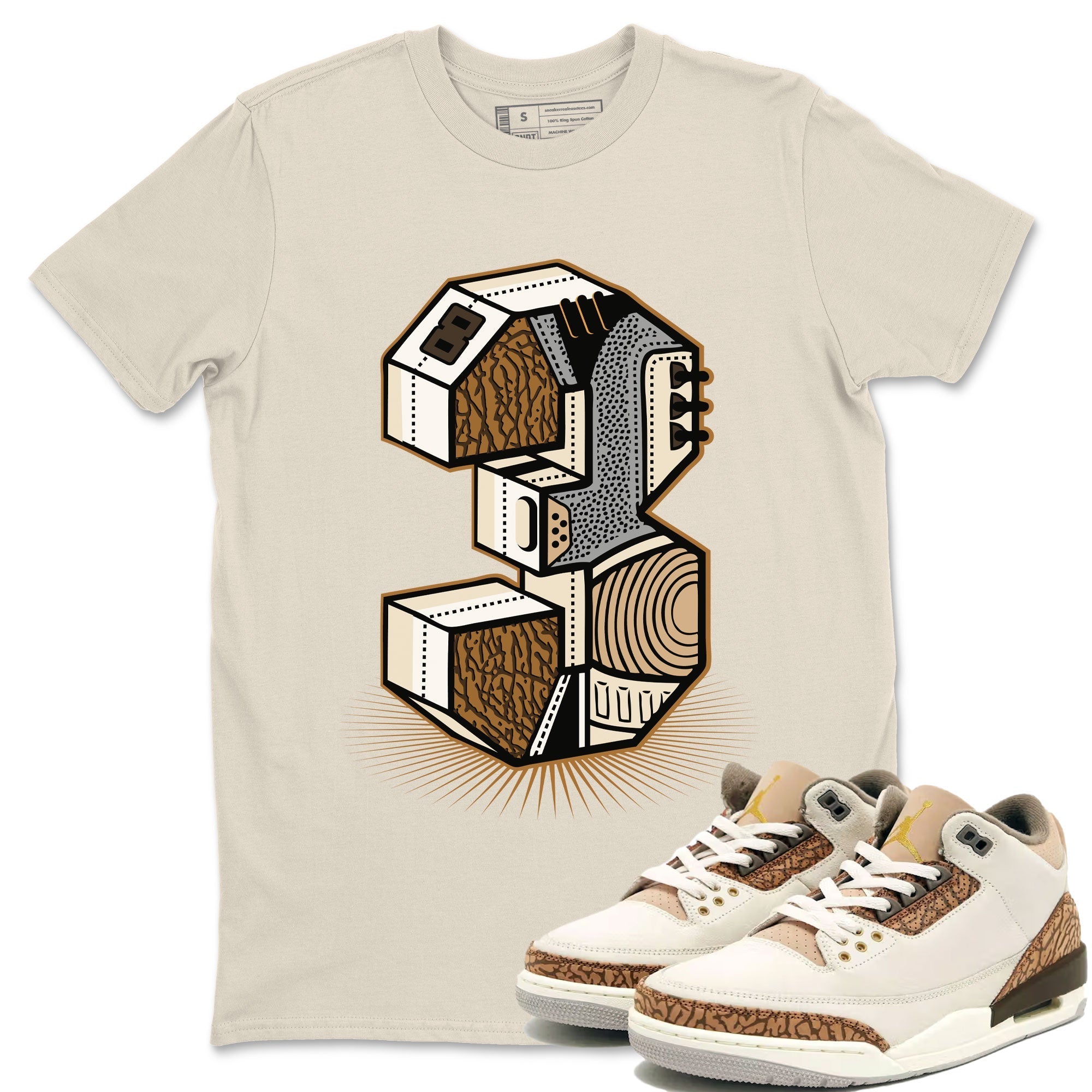 Air Jordan 3 Palomino shirt to match jordans Number Statue Streetwear Sneaker Shirt 3s Palomino Drip Gear Zone Sneaker Matching Clothing Unisex Natural 1 T-Shirt
