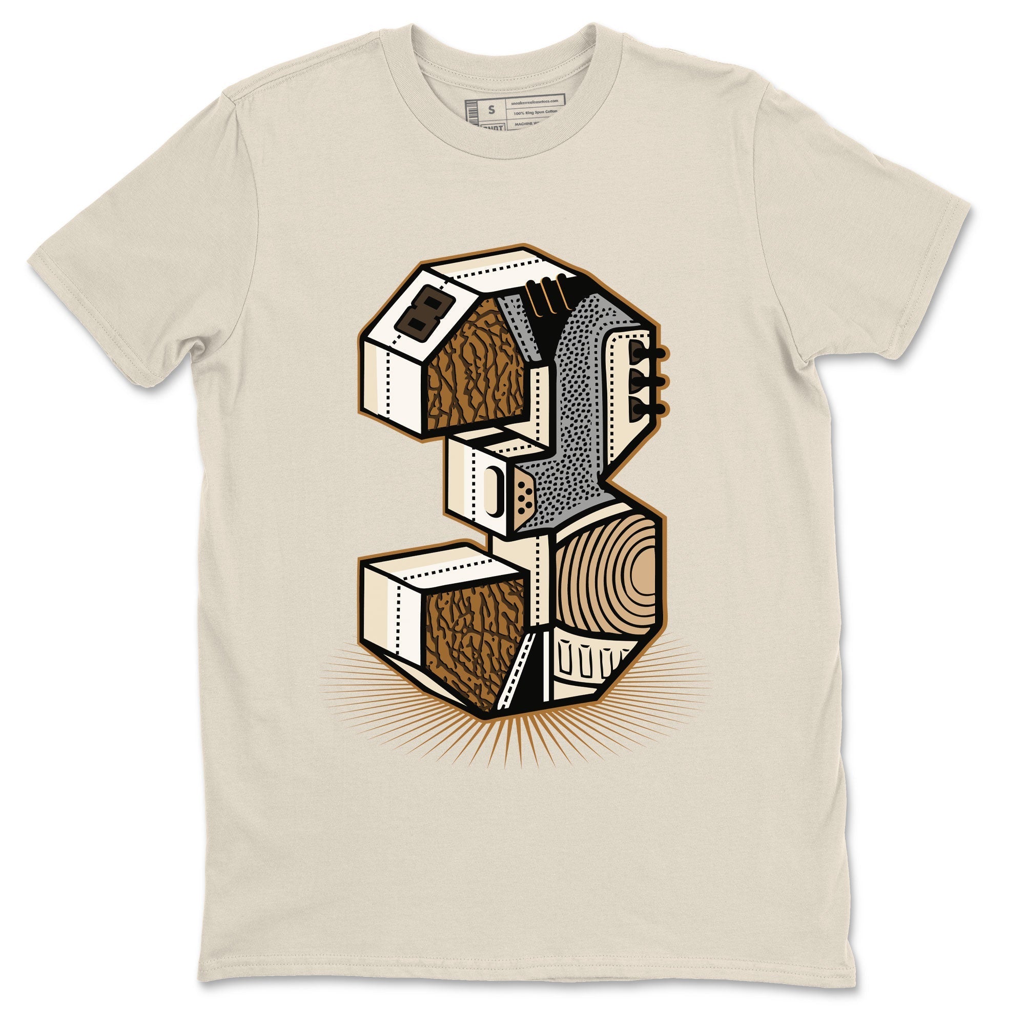 Air Jordan 3 Palomino shirt to match jordans Number Statue Streetwear Sneaker Shirt 3s Palomino Drip Gear Zone Sneaker Matching Clothing Unisex Natural 2 T-Shirt