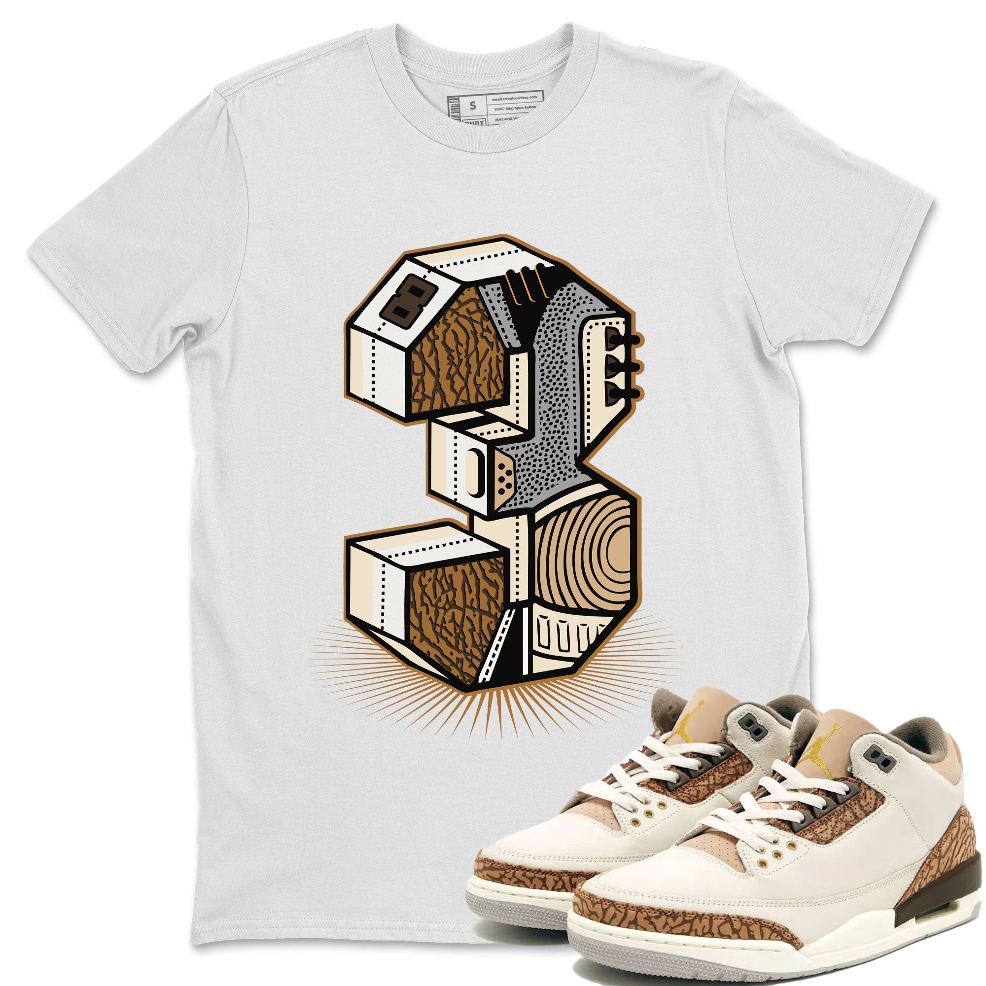 Air Jordan 3 Palomino shirt to match jordans Number Statue Streetwear Sneaker Shirt 3s Palomino Drip Gear Zone Sneaker Matching Clothing Unisex White 1 T-Shirt