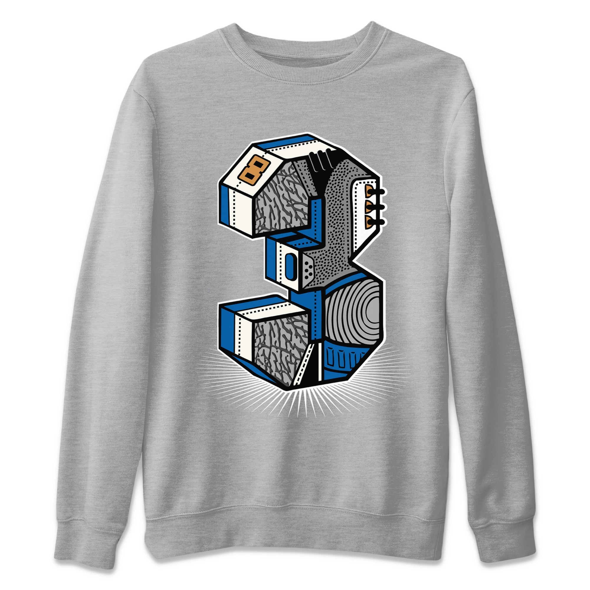 Air Jordan 3 Wizards Sneaker Match Tees Number Statue Streetwear Sneaker Shirt Air Jordan 3 Retro Wizards Sneaker Release Tees Unisex Shirts Heather Grey 2