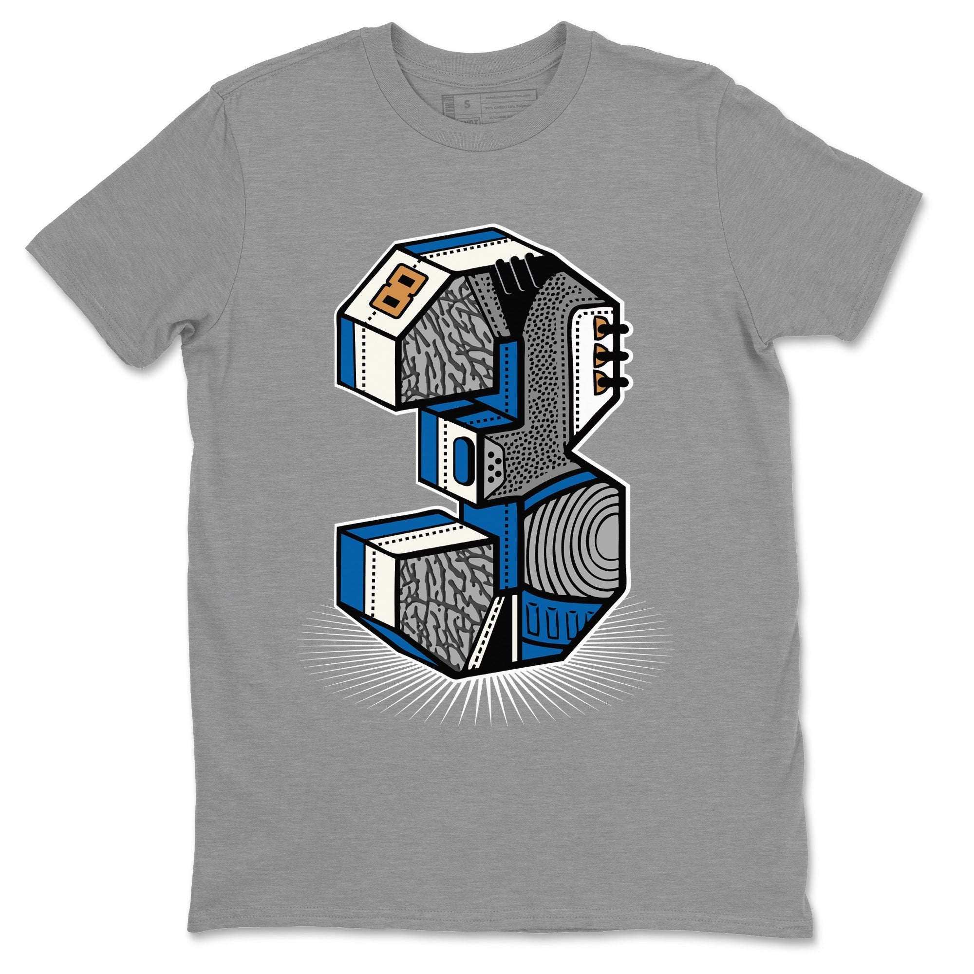 Air Jordan 3 Wizards Sneaker Match Tees Number Statue Streetwear Sneaker Shirt Air Jordan 3 Retro Wizards Sneaker Release Tees Unisex Shirts Heather Grey 2