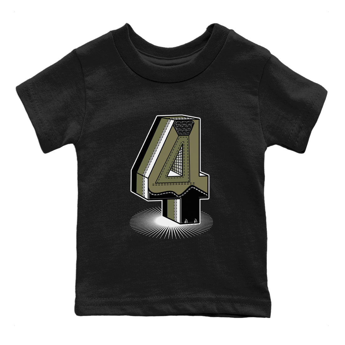 AJ4 Medium Olive shirt to match jordans streetwear brand Number Statue sneaker tees Air Jordan 4 Retro Medium Olive Drip Gear Zone Baby Toddler Black 2 T-Shirt