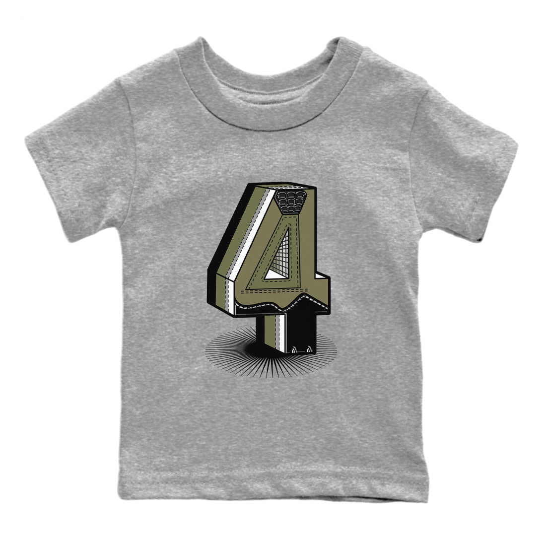 AJ4 Medium Olive shirt to match jordans streetwear brand Number Statue sneaker tees Air Jordan 4 Retro Medium Olive Drip Gear Zone Baby Toddler Heather Grey 2 T-Shirt