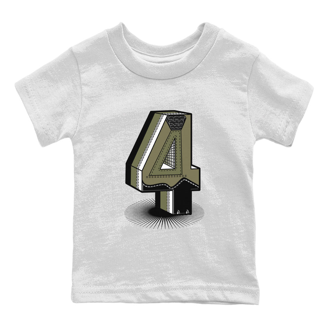AJ4 Medium Olive shirt to match jordans streetwear brand Number Statue sneaker tees Air Jordan 4 Retro Medium Olive Drip Gear Zone Baby Toddler White 2 T-Shirt