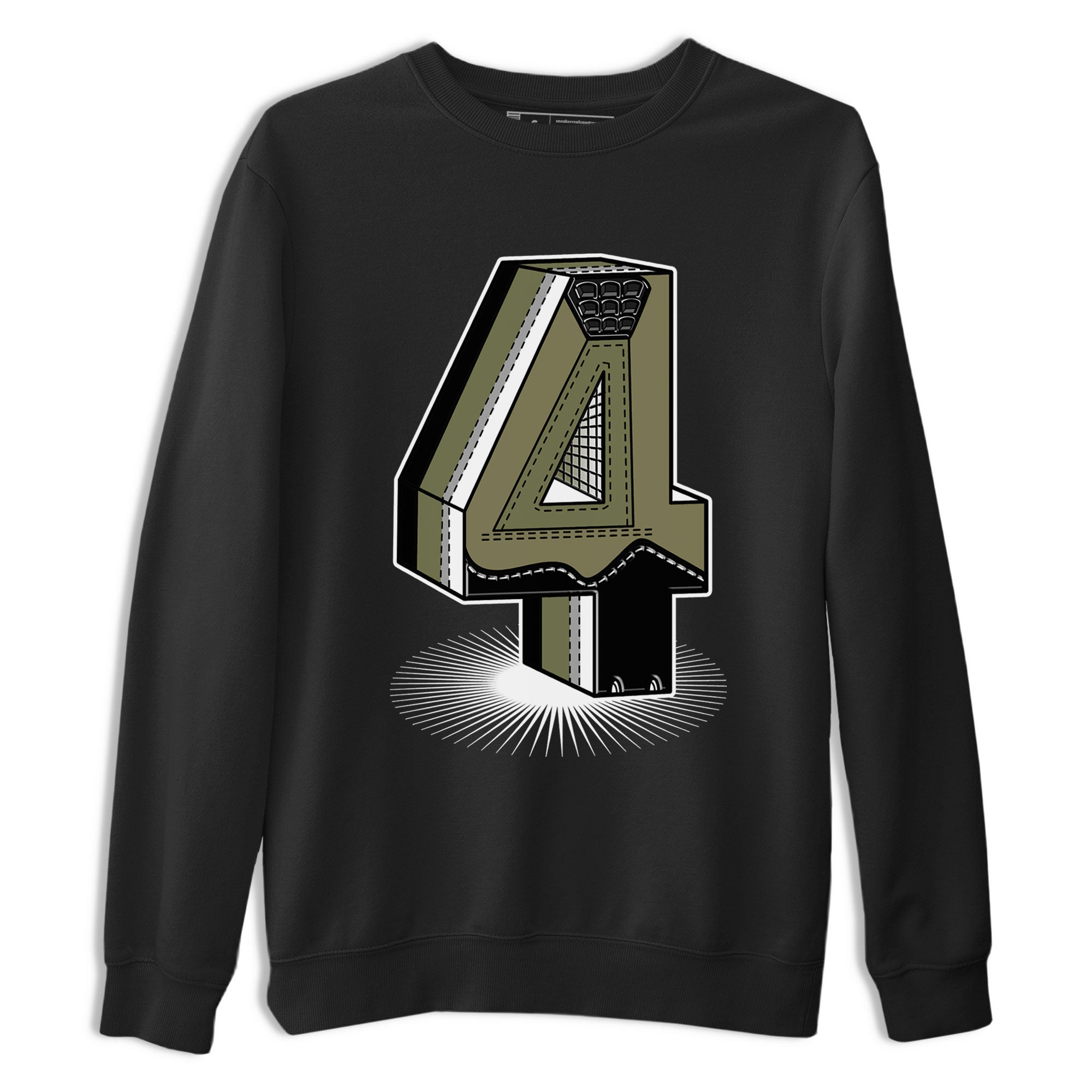 AJ4 Medium Olive shirt to match jordans streetwear brand Number Statue sneaker tees Air Jordan 4 Medium Olive Drip Gear Zone Unisex Black 2 T-Shirt