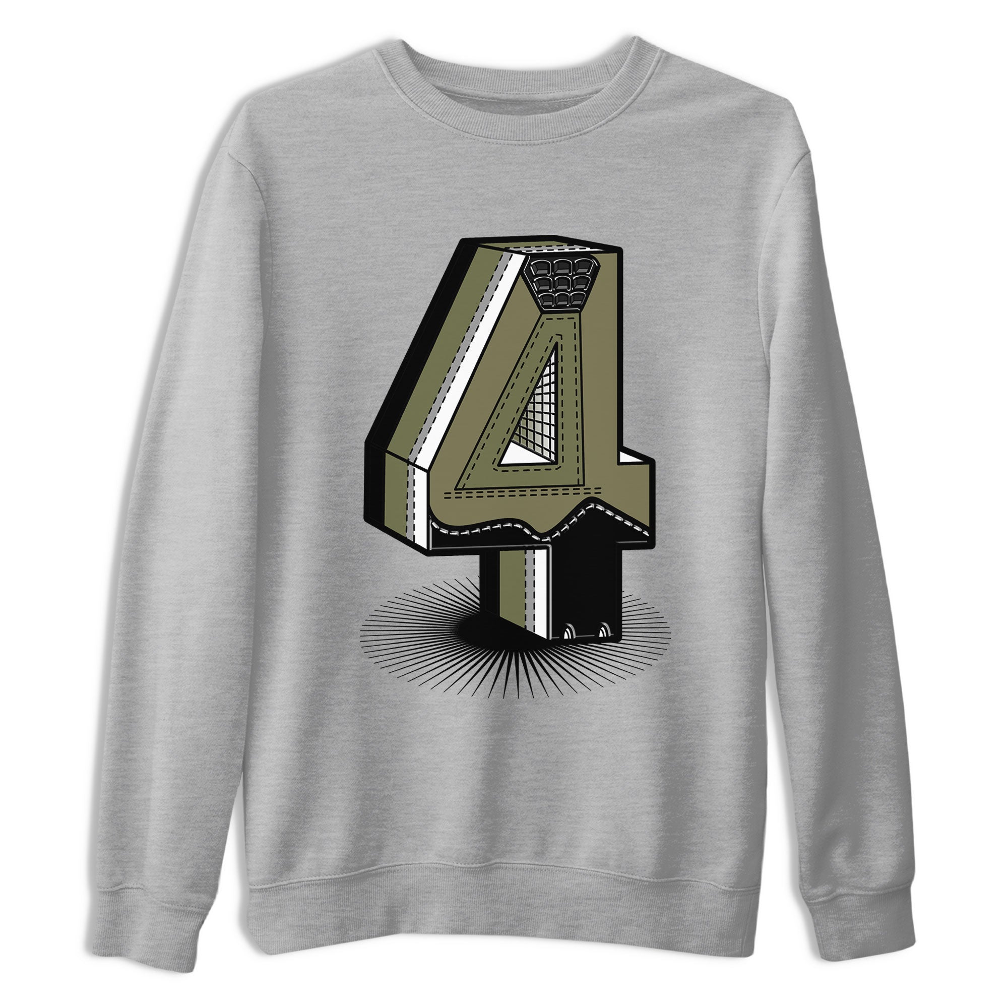 AJ4 Medium Olive shirt to match jordans streetwear brand Number Statue sneaker tees Air Jordan 4 Medium Olive Drip Gear Zone Unisex Heather Grey 2 T-Shirt
