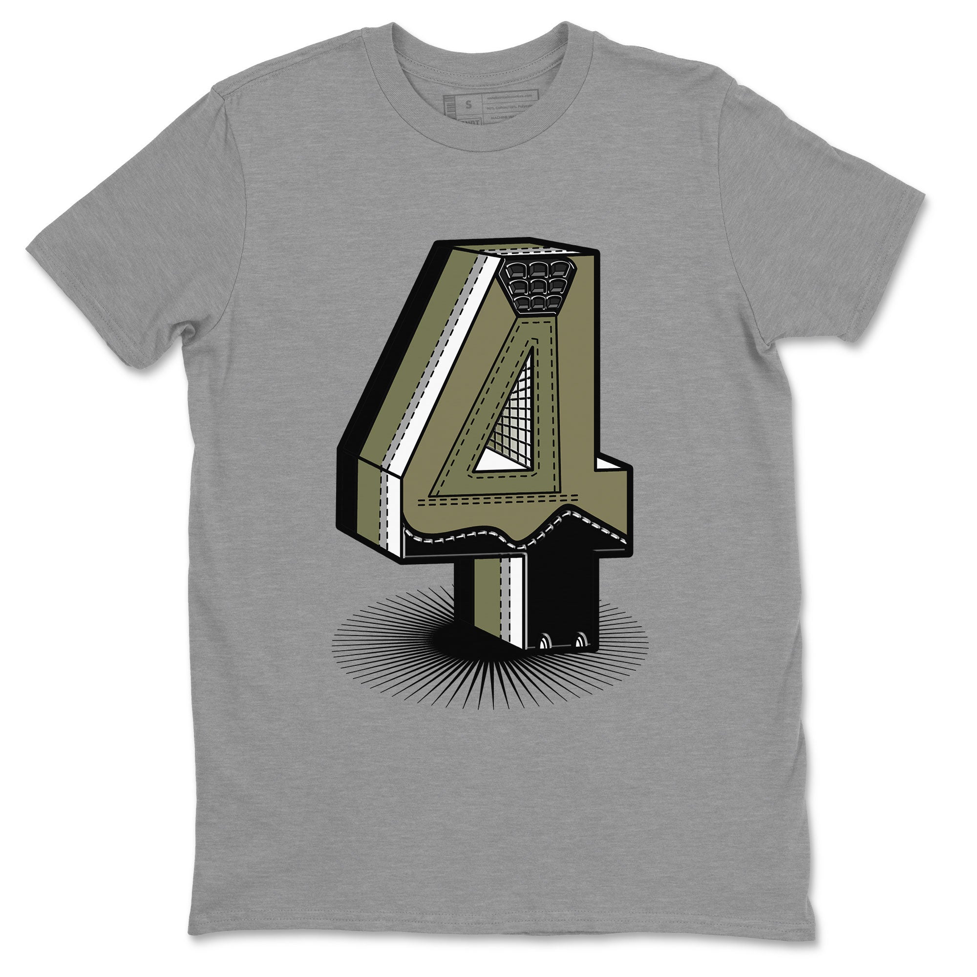 AJ4 Medium Olive shirt to match jordans streetwear brand Number Statue sneaker tees Air Jordan 4 Medium Olive Drip Gear Zone Unisex Heather Grey 2 T-Shirt