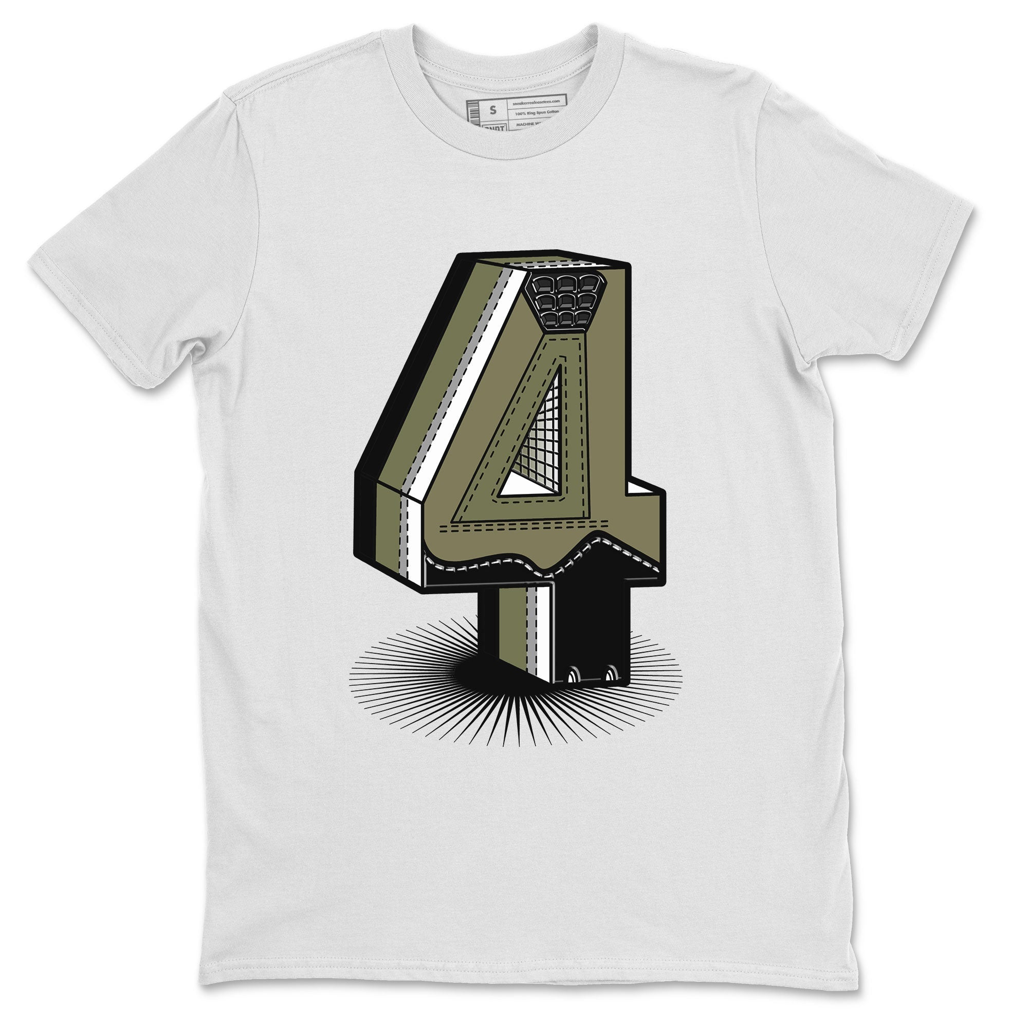 AJ4 Medium Olive shirt to match jordans streetwear brand Number Statue sneaker tees Air Jordan 4 Medium Olive Drip Gear Zone Unisex White 2 T-Shirt