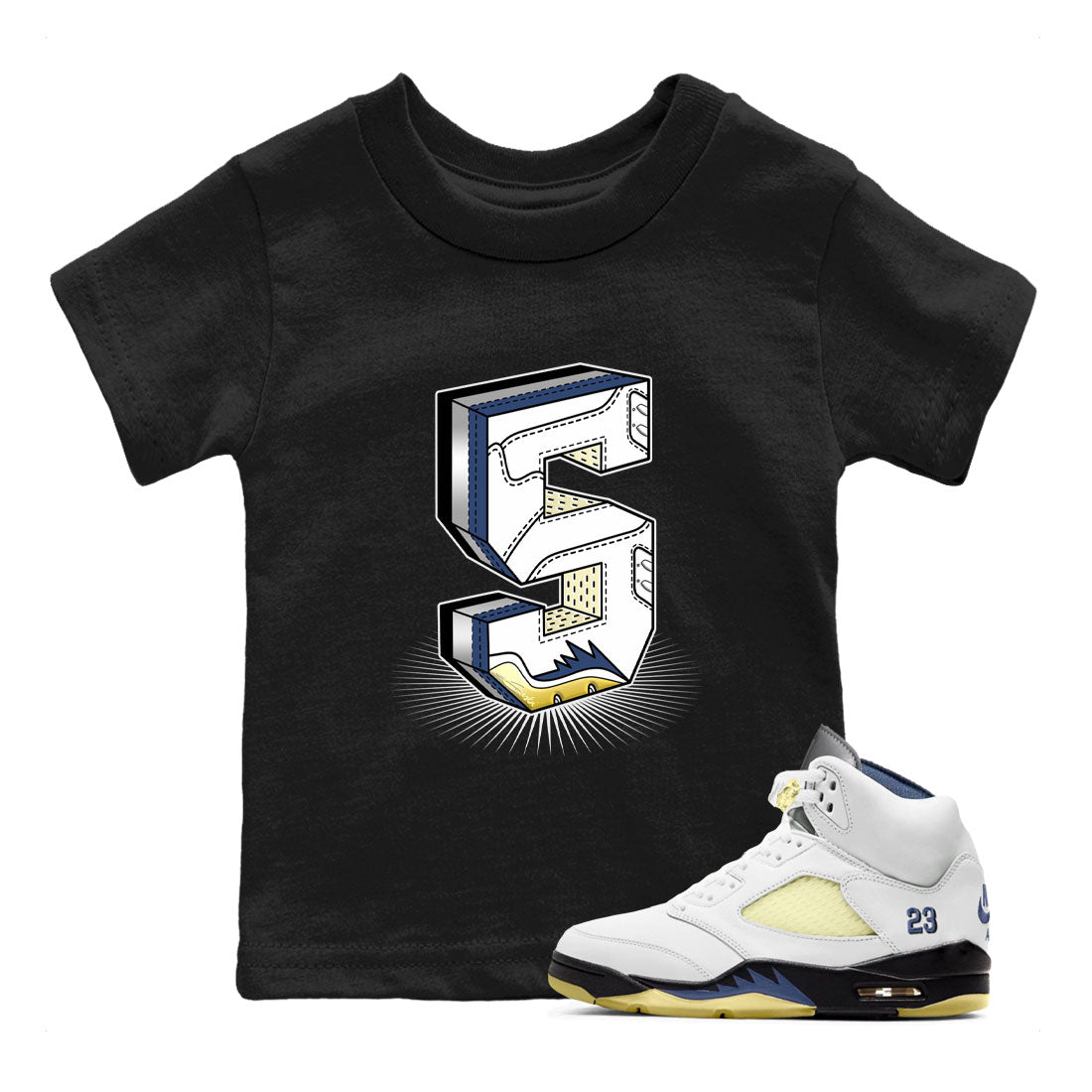Air Jordan 5 A Ma Maniere x Photon Dust shirt to match jordans Number Statue sneaker matching t-shirt Air Jordan 5 x A Ma Maniere "Dawn" Drip Gear Zone Release Tees Baby Toddler Black 1 T-Shirt