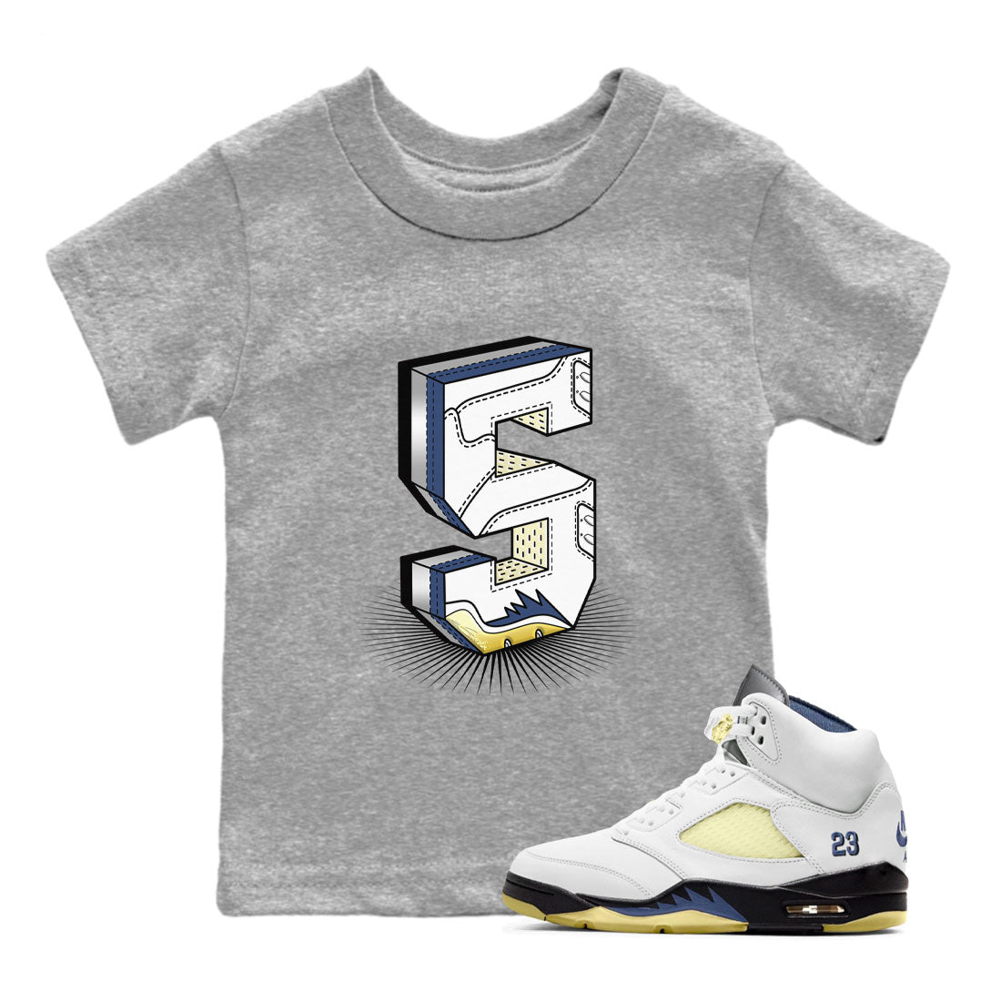 Air Jordan 5 A Ma Maniere x Photon Dust shirt to match jordans Number Statue sneaker matching t-shirt Air Jordan 5 x A Ma Maniere "Dawn" Drip Gear Zone Release Tees Baby Toddler Heather Grey 1 T-Shirt