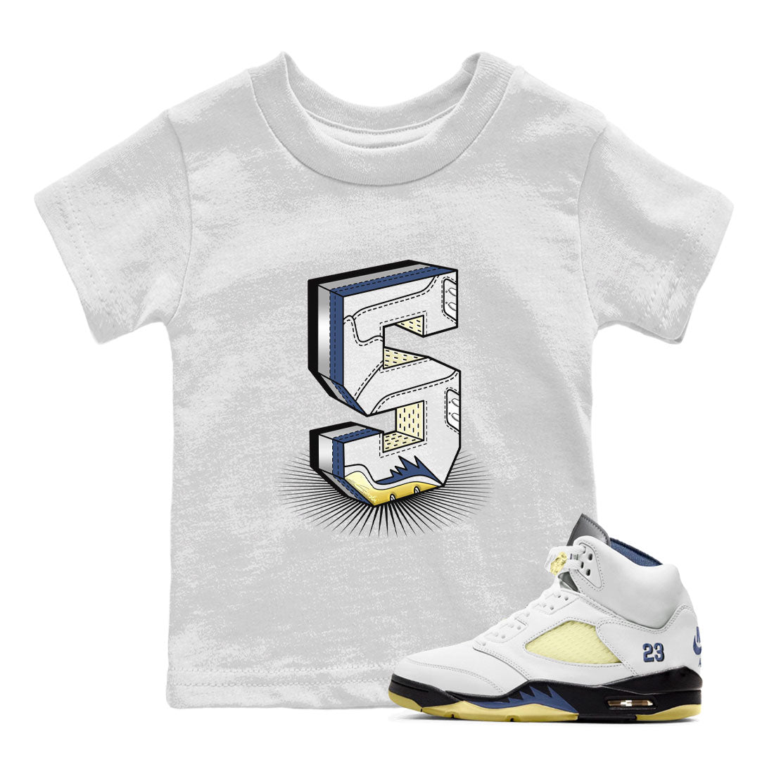 Air Jordan 5 A Ma Maniere x Photon Dust shirt to match jordans Number Statue sneaker matching t-shirt Air Jordan 5 x A Ma Maniere "Dawn" Drip Gear Zone Release Tees Baby Toddler White 1 T-Shirt