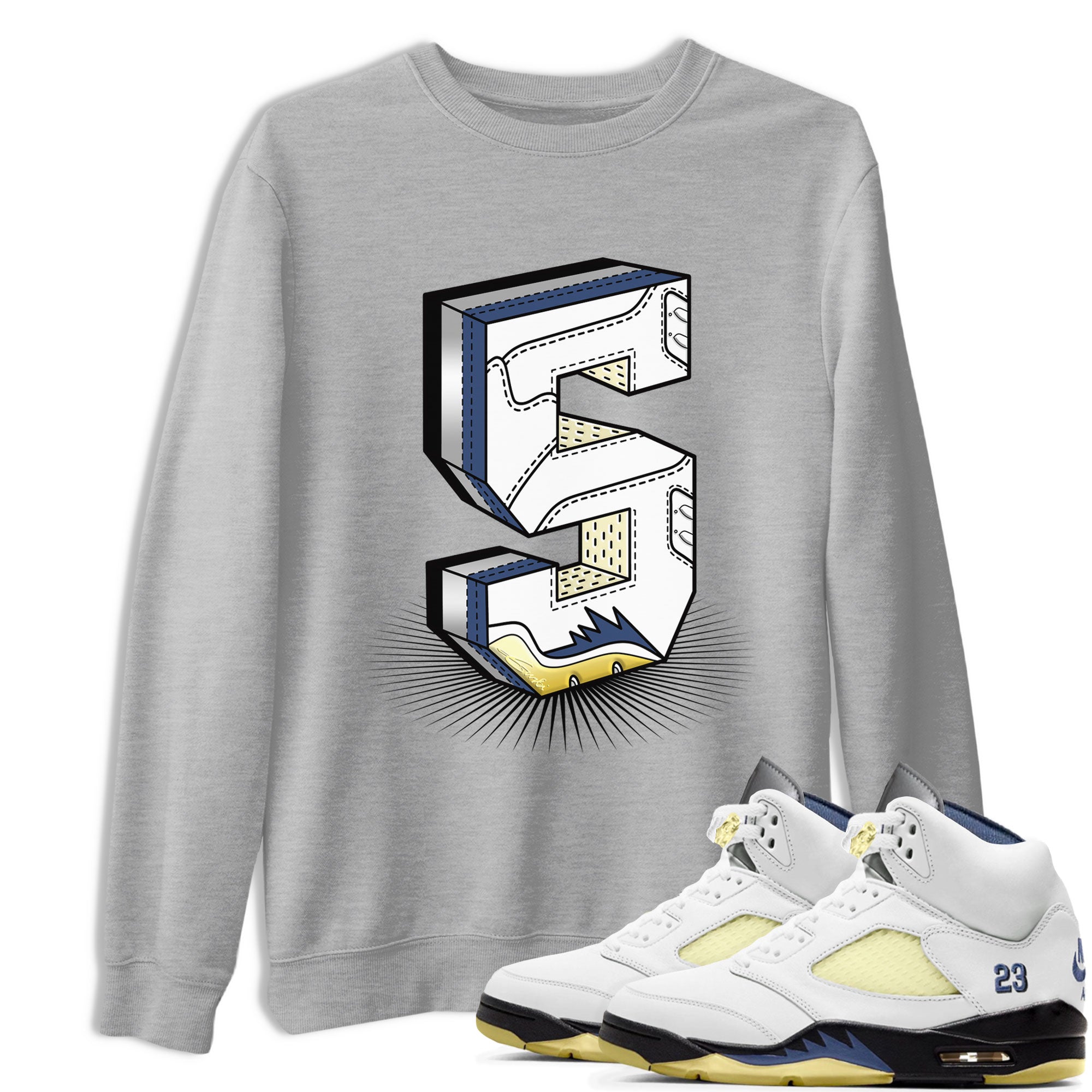 Air Jordan 5 A Ma Maniere x Photon Dust shirt to match jordans Number Statue sneaker matching t-shirt Air Jordan 5 x A Ma Maniere "Dawn" Drip Gear Zone Release Tees Unisex Heather Grey 1 T-Shirt