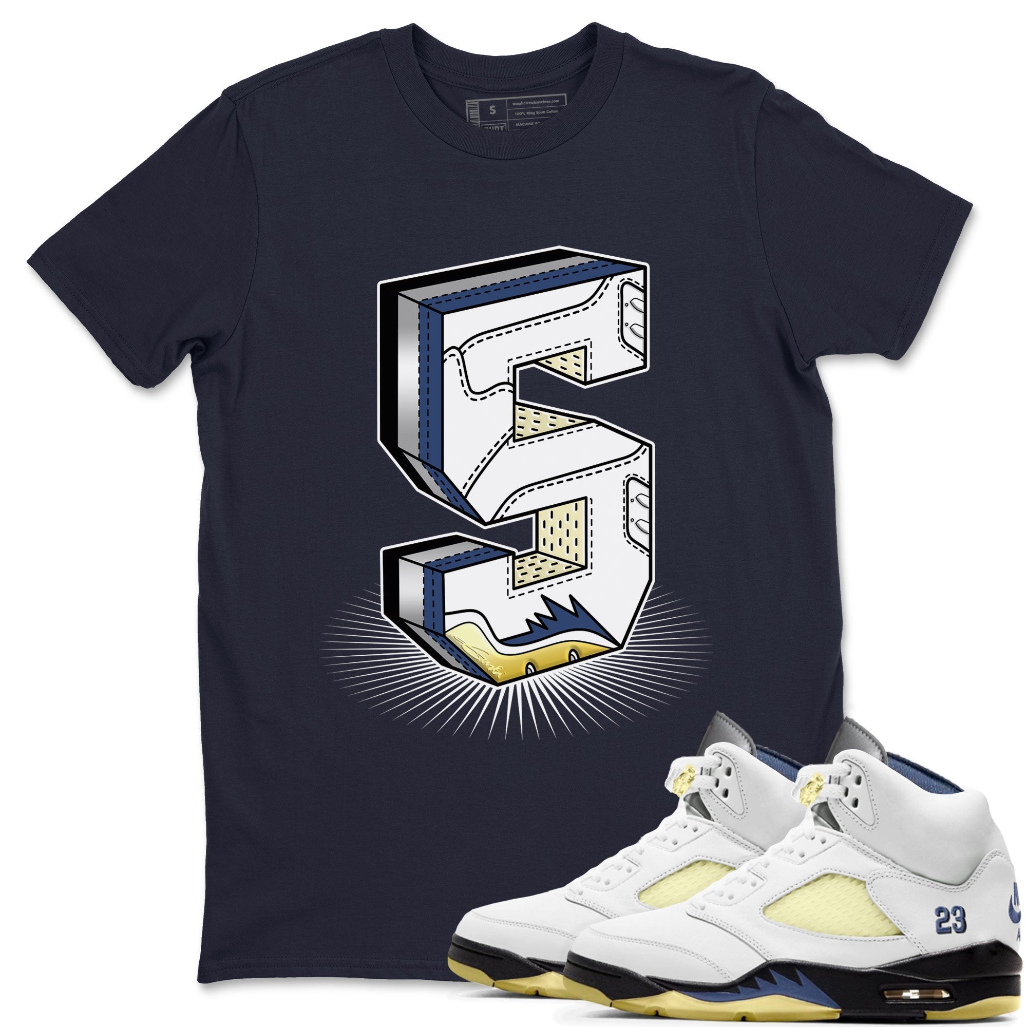 Air Jordan 5 A Ma Maniere x Photon Dust shirt to match jordans Number Statue sneaker matching t-shirt Air Jordan 5 x A Ma Maniere "Dawn" Drip Gear Zone Release Tees Unisex Navy 1 T-Shirt