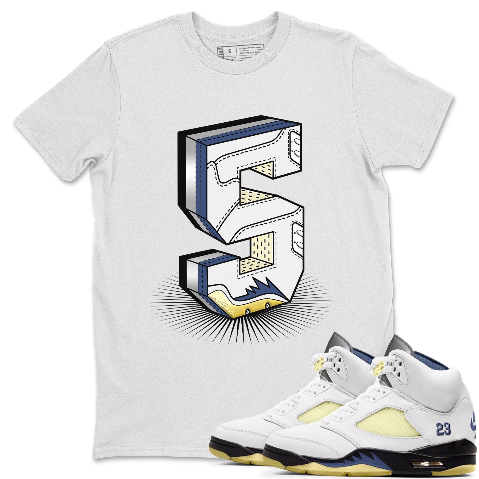 Air Jordan 5 A Ma Maniere x Photon Dust shirt to match jordans Number Statue sneaker matching t-shirt Air Jordan 5 x A Ma Maniere "Dawn" Drip Gear Zone Release Tees Unisex White 1 T-Shirt