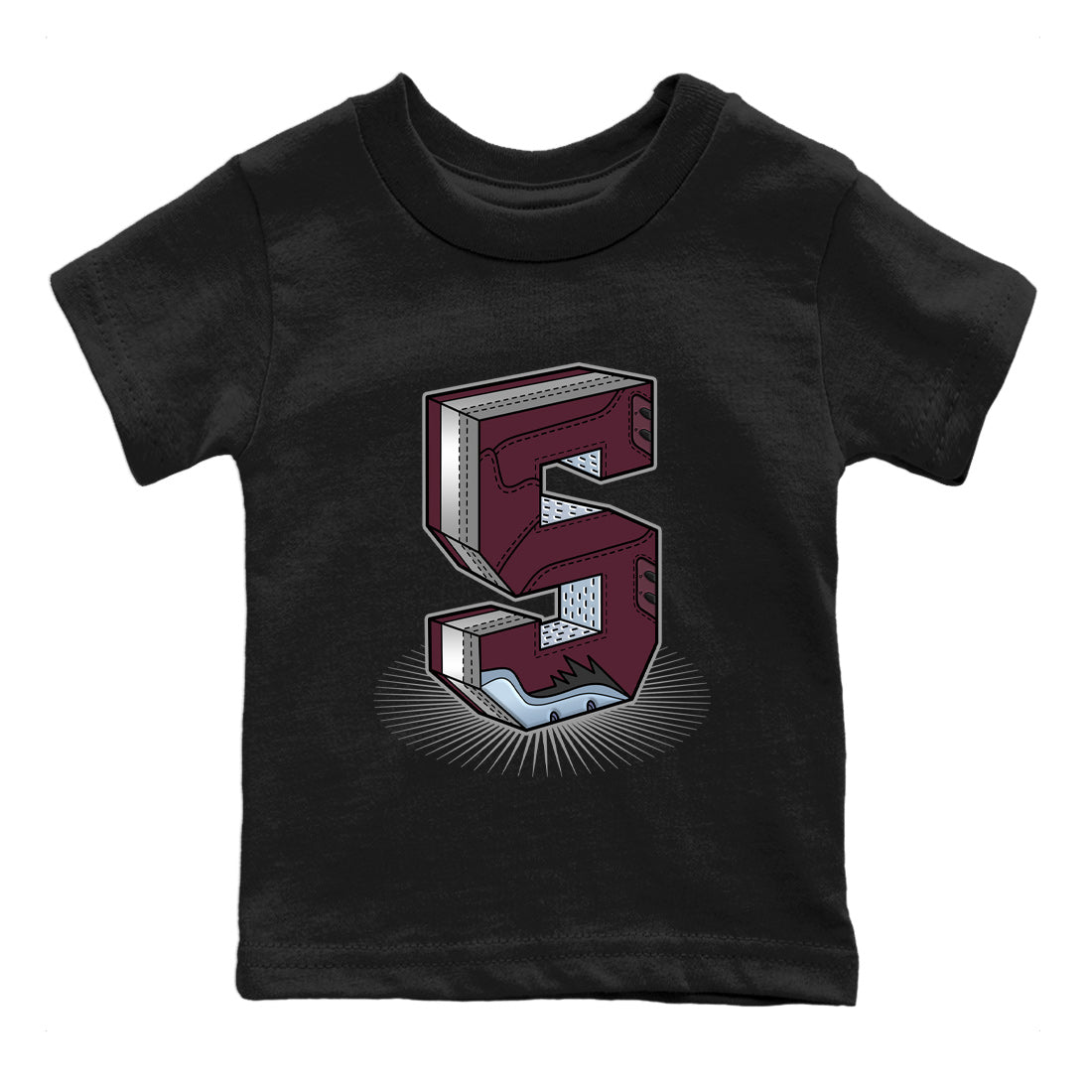 Air Jordan 5 Burgundy Sneaker Match Tees Number Statue Streetwear Sneaker Shirt AJ5 Burgundy Sneaker Release Tees Kids Shirts Black 2