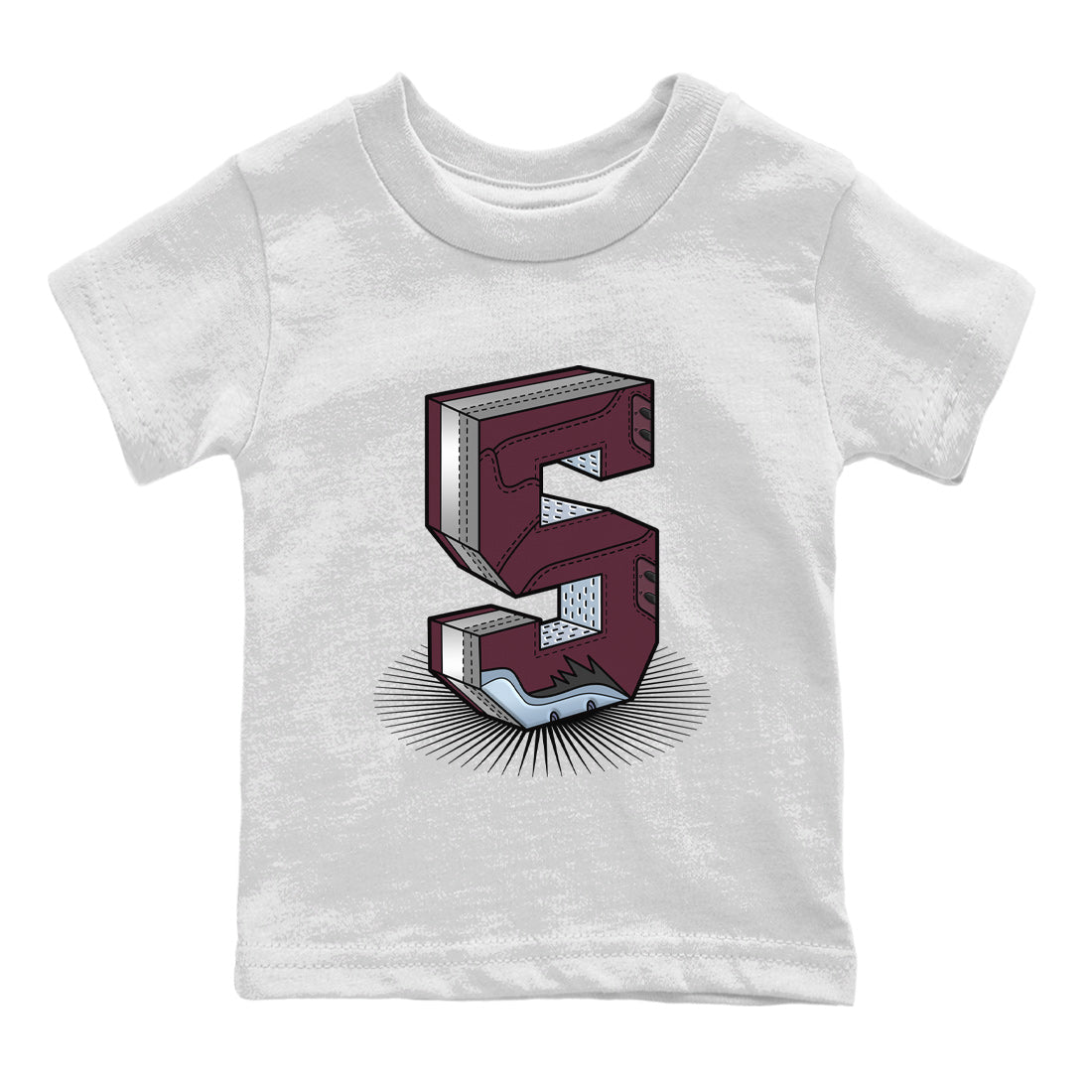 Air Jordan 5 Burgundy Sneaker Match Tees Number Statue Streetwear Sneaker Shirt AJ5 Burgundy Sneaker Release Tees Kids Shirts White 2