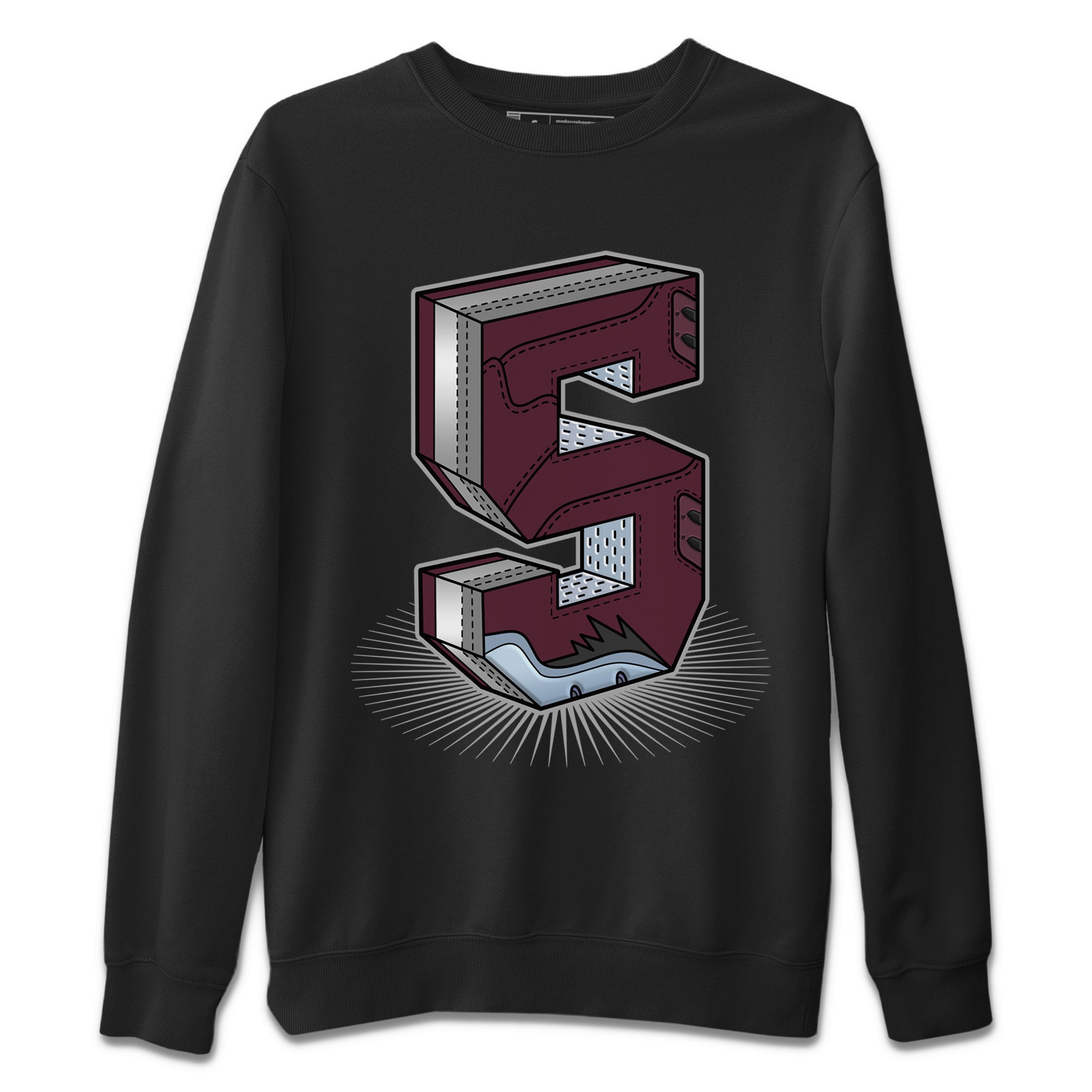 Air Jordan 5 Burgundy Sneaker Match Tees Number Statue Streetwear Sneaker Shirt AJ5 Burgundy Sneaker Release Tees Unisex Shirts Black 2