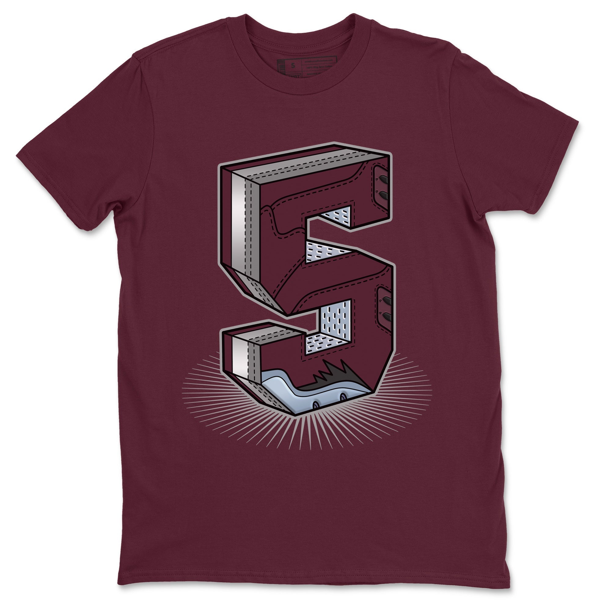 Air Jordan 5 Burgundy Sneaker Match Tees Number Statue Streetwear Sneaker Shirt AJ5 Burgundy Sneaker Release Tees Unisex Shirts Maroon 2