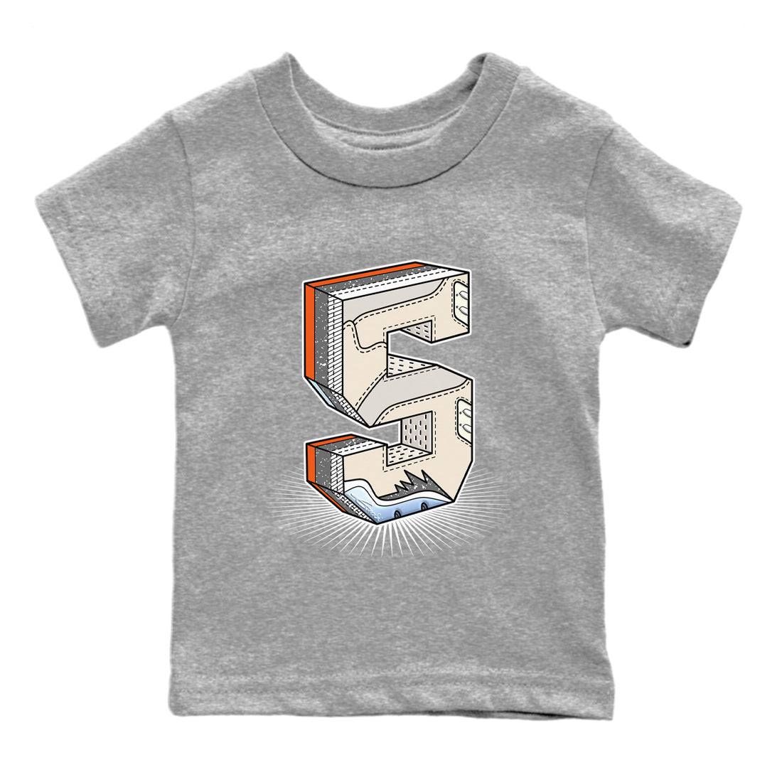 Air Jordan 5 Craft Sneaker Match Tees Number Statue Streetwear Sneaker Shirt Air Jordan 5 Craft Shirt Kids Shirts Heather Grey 2