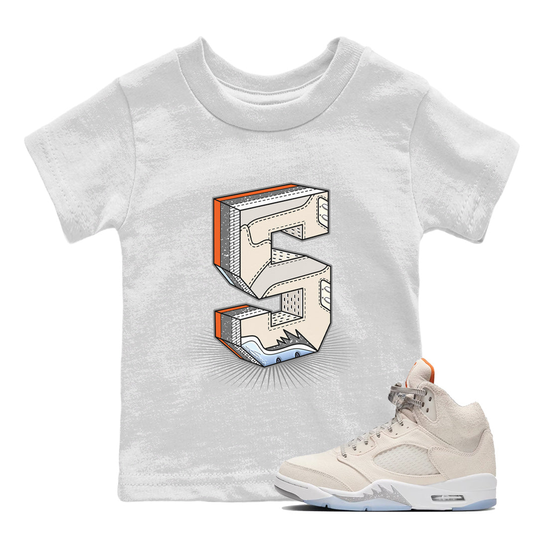 Air Jordan 5 Craft Sneaker Match Tees Number Statue Streetwear Sneaker Shirt Air Jordan 5 Craft Shirt Kids Shirts White 1