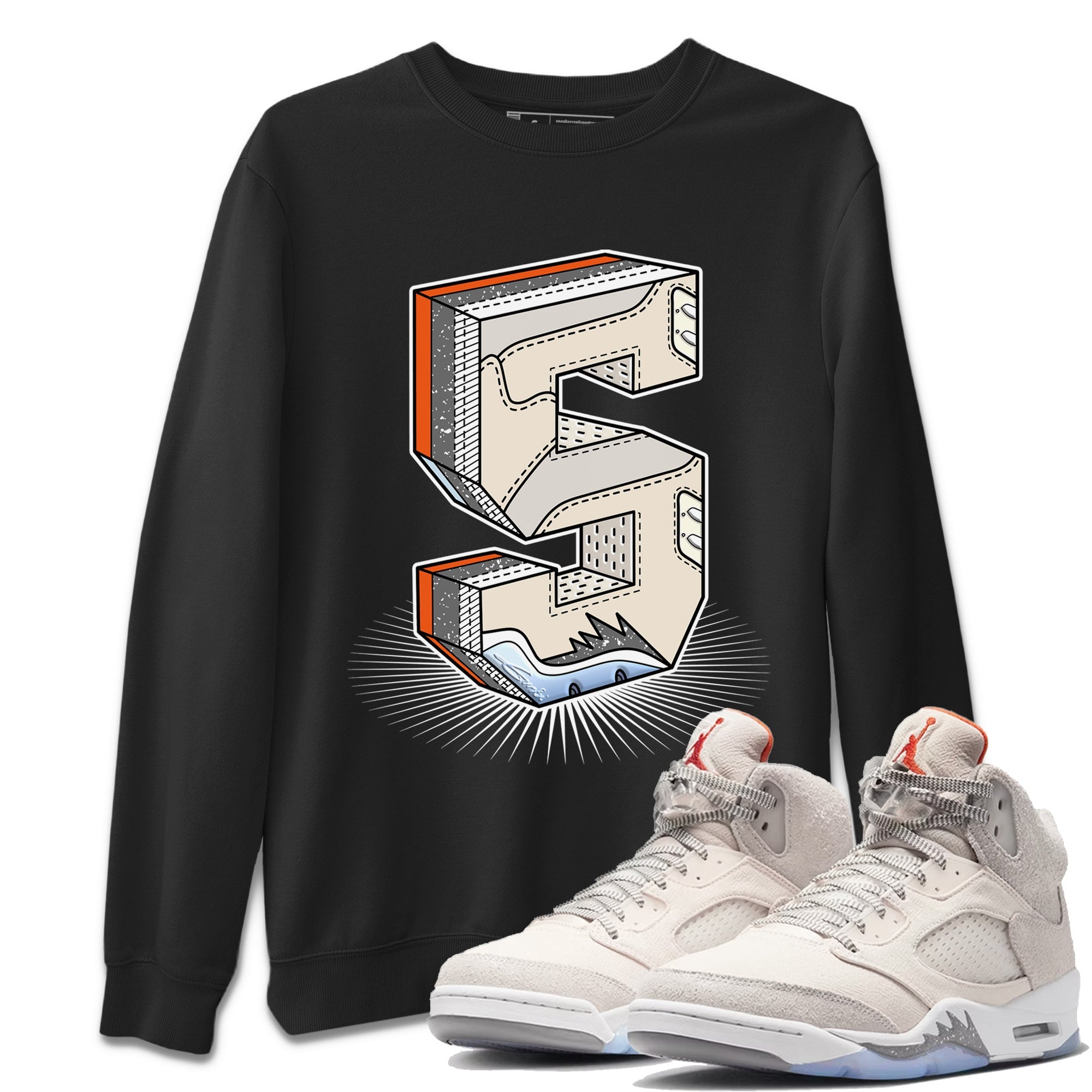 Air Jordan 5 Craft Sneaker Match Tees Number Statue Streetwear Sneaker Shirt Air Jordan 5 Craft Shirt Unisex Shirts Black 1