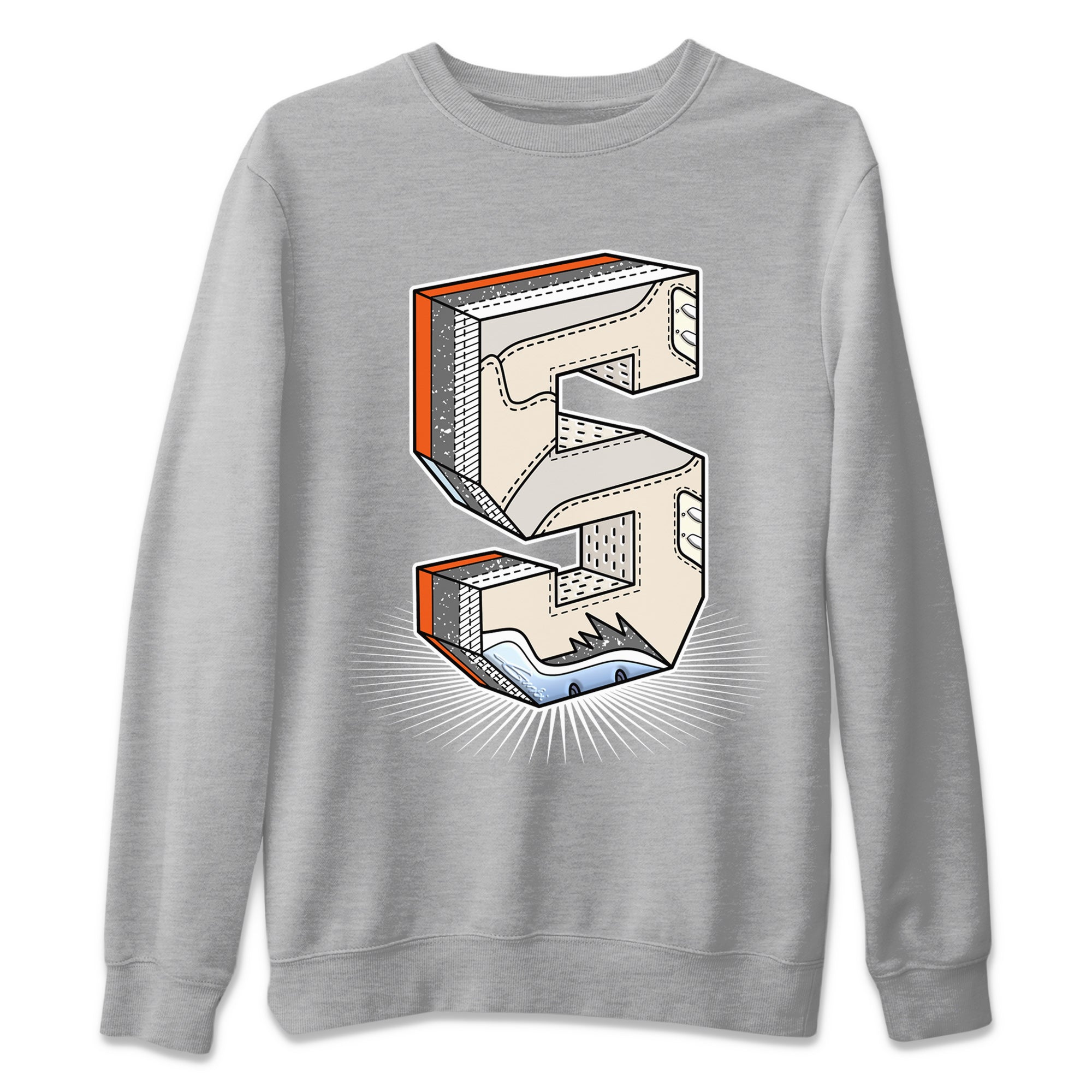 Air Jordan 5 Craft Sneaker Match Tees Number Statue Streetwear Sneaker Shirt Air Jordan 5 Craft Shirt Unisex Shirts Heather Grey 2