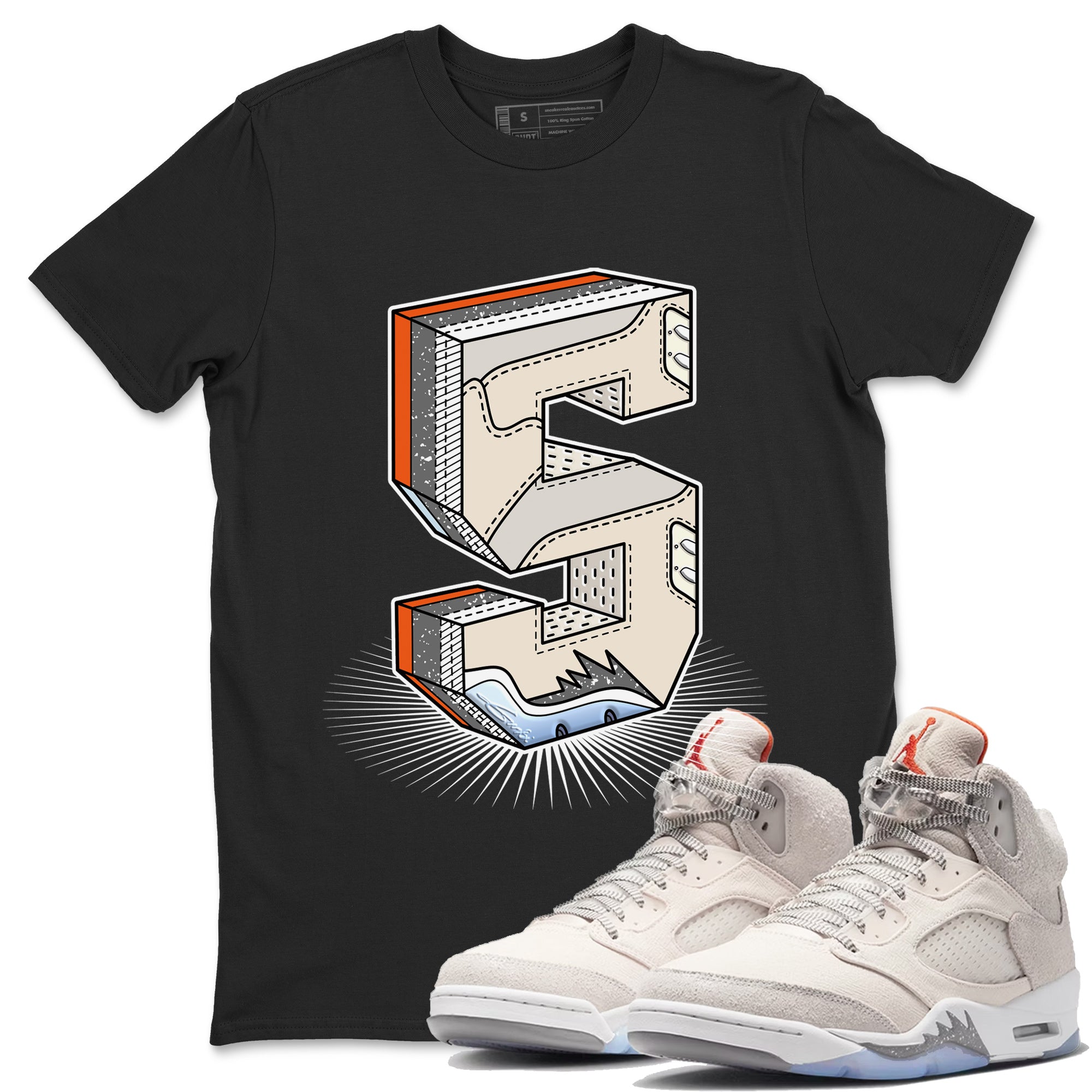Air Jordan 5 Craft Sneaker Match Tees Number Statue Streetwear Sneaker Shirt Air Jordan 5 Craft Shirt Unisex Shirts Black 1