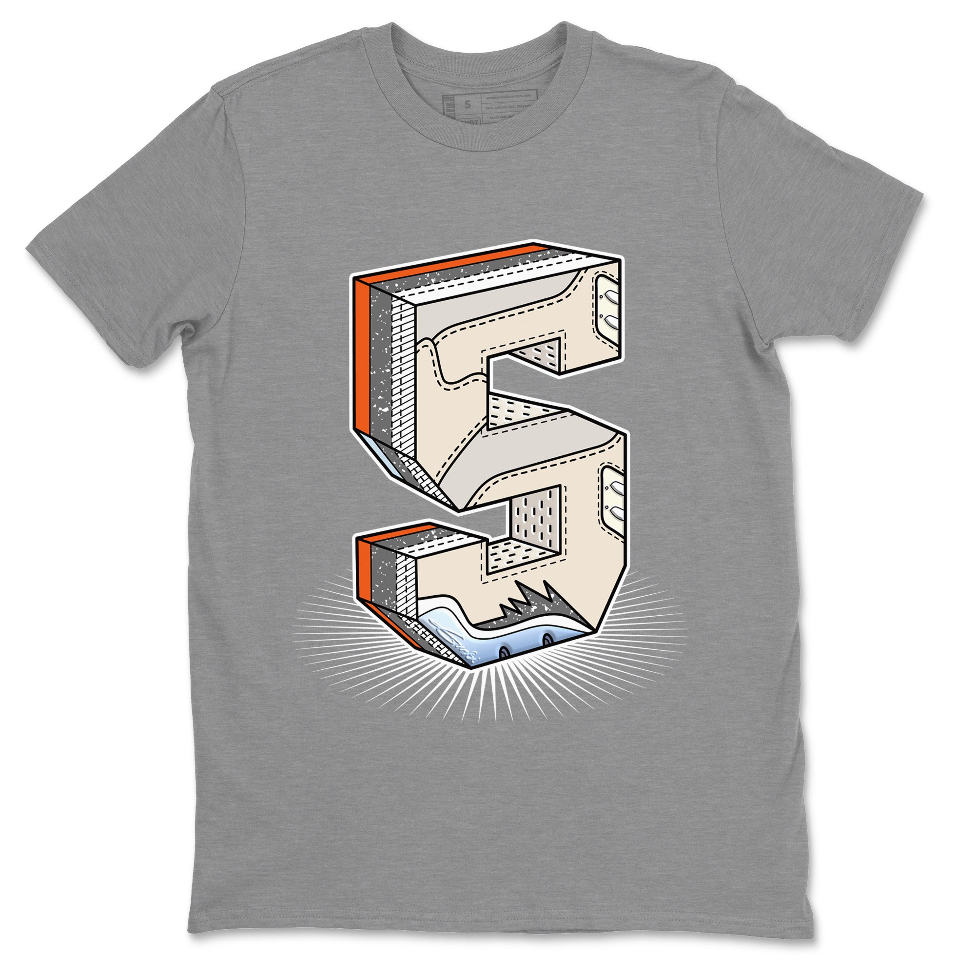 Air Jordan 5 Craft Sneaker Match Tees Number Statue Streetwear Sneaker Shirt Air Jordan 5 Craft Shirt Unisex Shirts Heather Grey 2