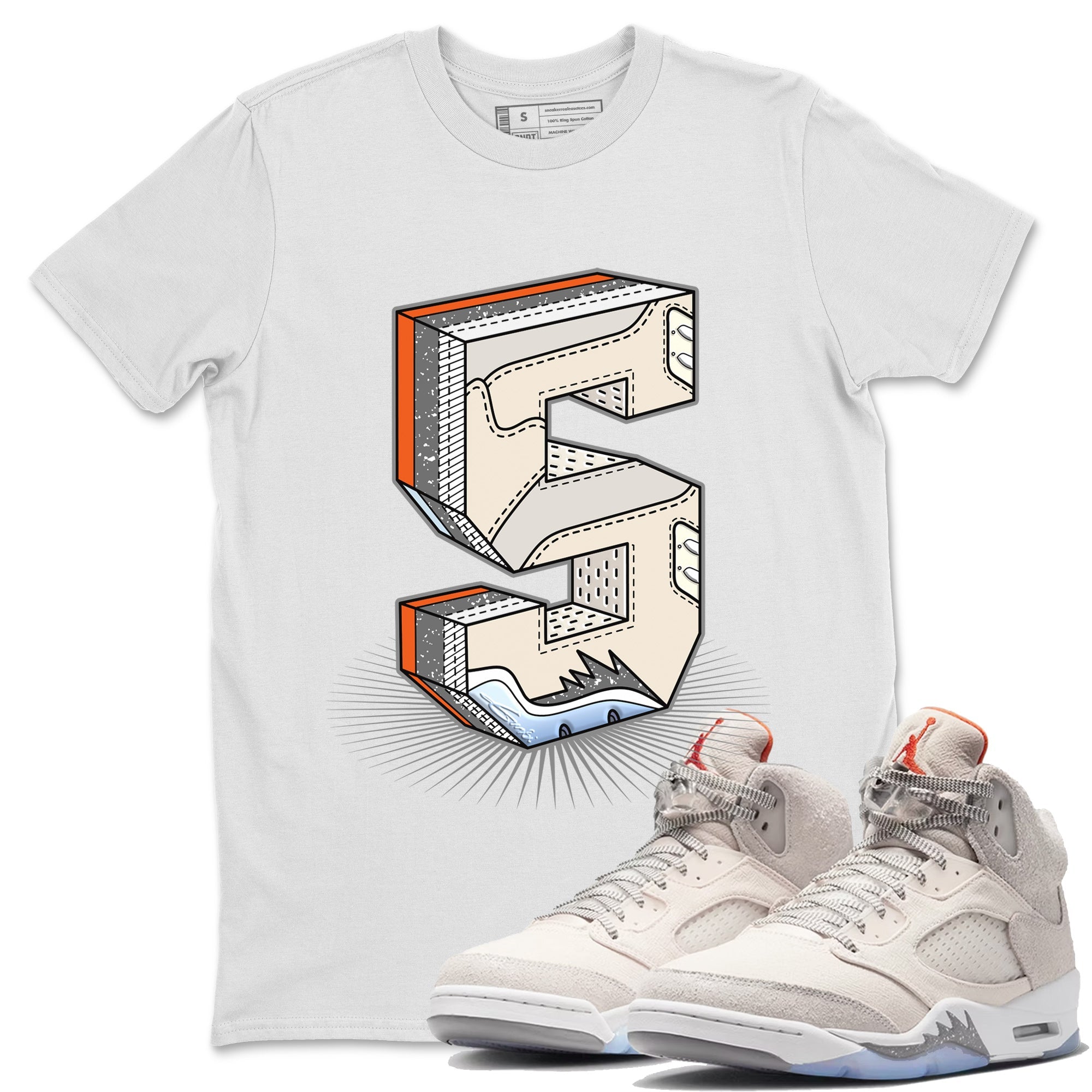 Air Jordan 5 Craft Sneaker Match Tees Number Statue Streetwear Sneaker Shirt Air Jordan 5 Craft Shirt Unisex Shirts White 1