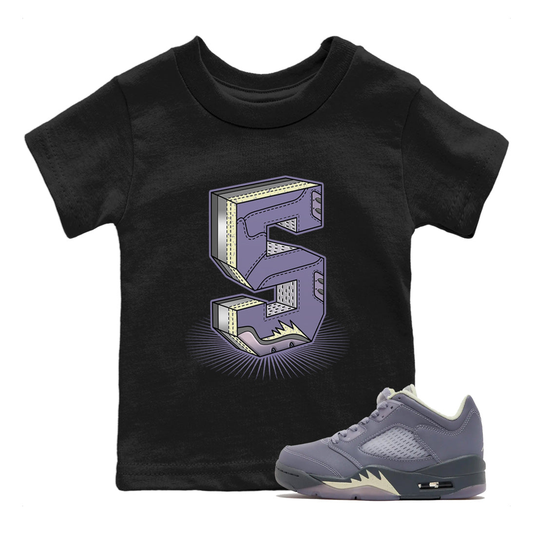 Air Jordan 5 Indigo Haze Sneaker Match Tees Number Statue Streetwear Sneaker Shirt 5s Indigo Haze Sneaker Release Tees Kids Shirts Black 1