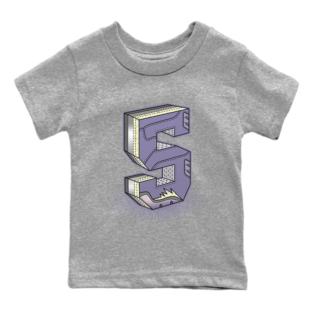 Air Jordan 5 Indigo Haze Sneaker Match Tees Number Statue Streetwear Sneaker Shirt 5s Indigo Haze Sneaker Release Tees Kids Shirts Heather Grey 2