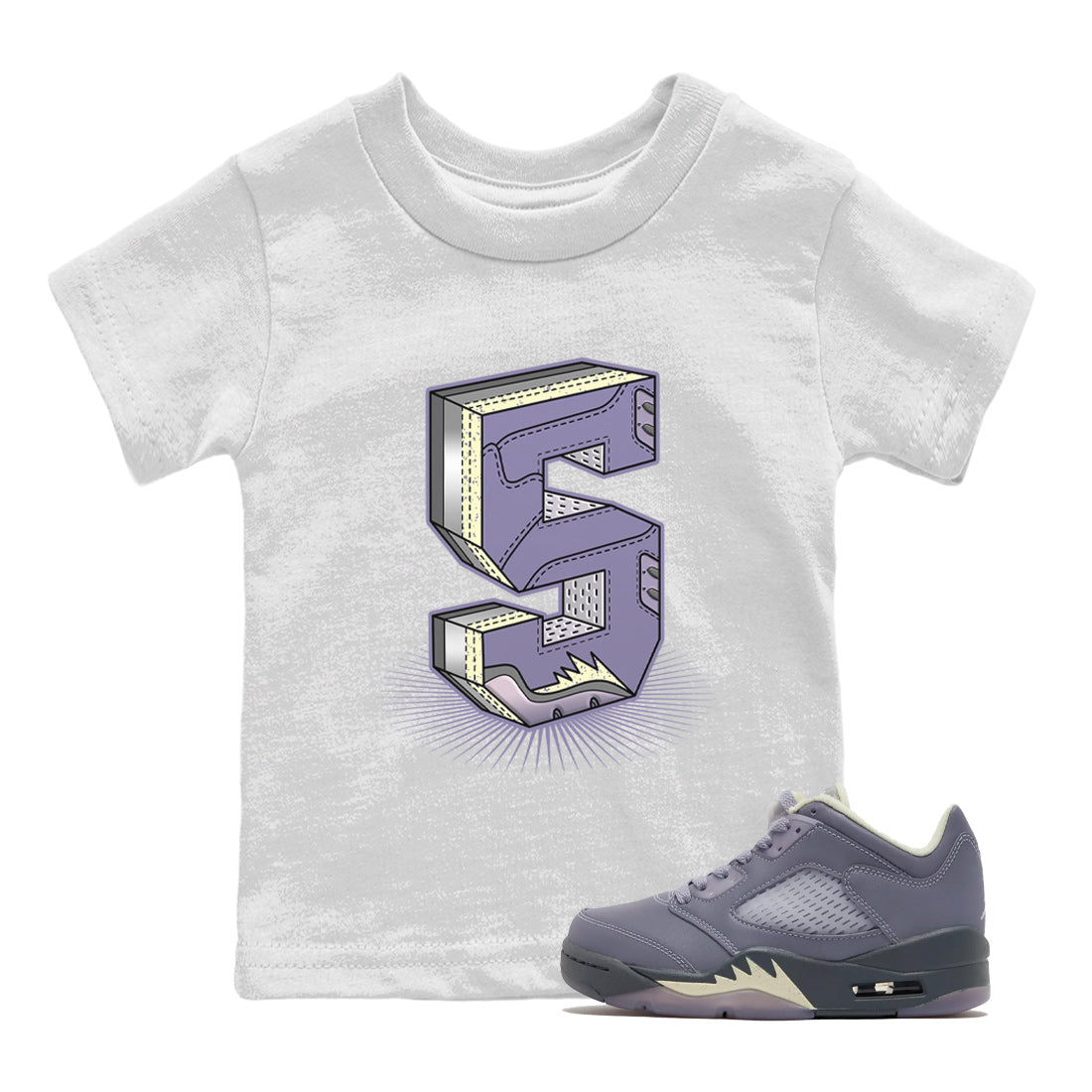 Air Jordan 5 Indigo Haze Sneaker Match Tees Number Statue Streetwear Sneaker Shirt 5s Indigo Haze Sneaker Release Tees Kids Shirts White 1