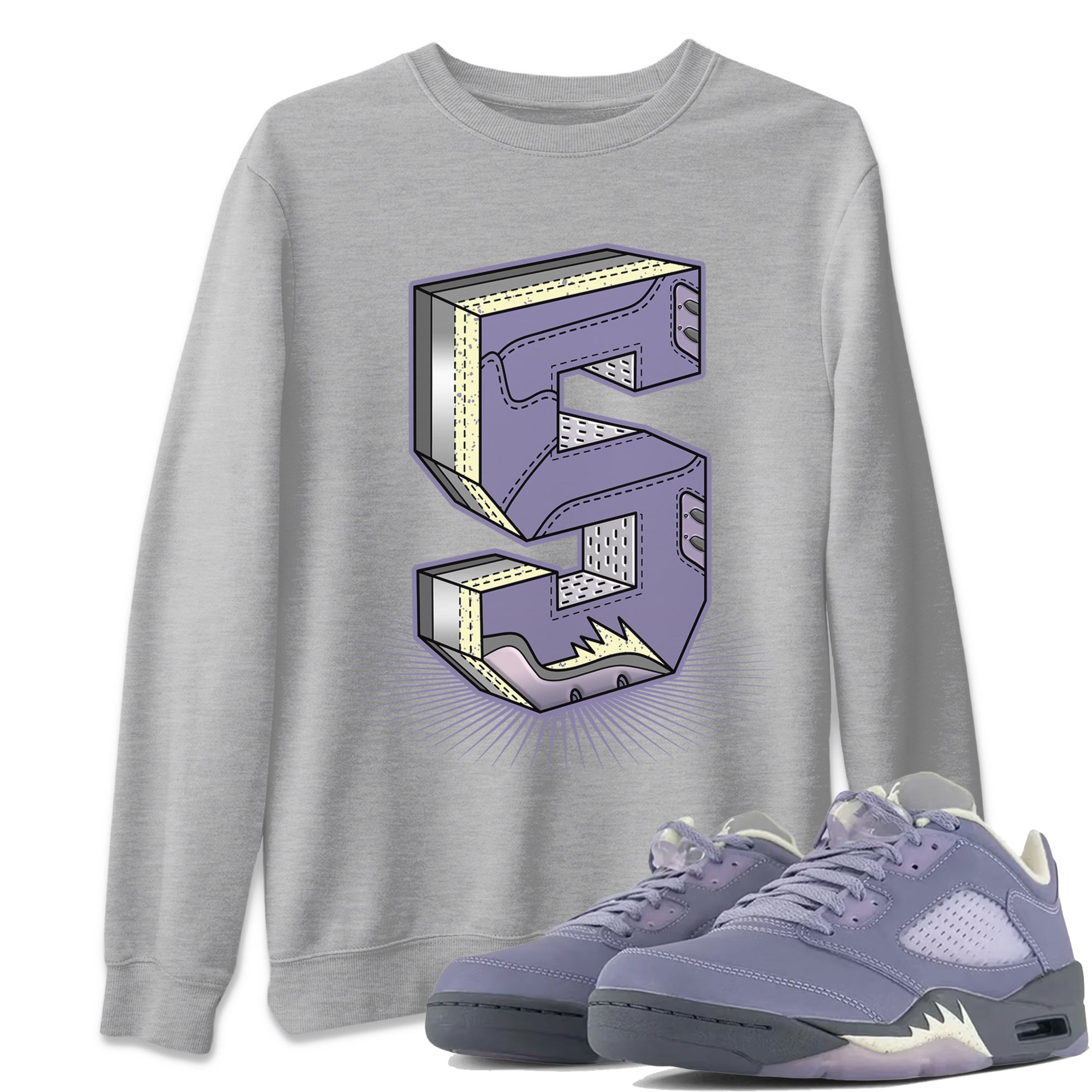 Air Jordan 5 Indigo Haze Sneaker Match Tees Number Statue Streetwear Sneaker Shirt 5s Indigo Haze Sneaker Release Tees Unisex Shirts Heather Grey 1