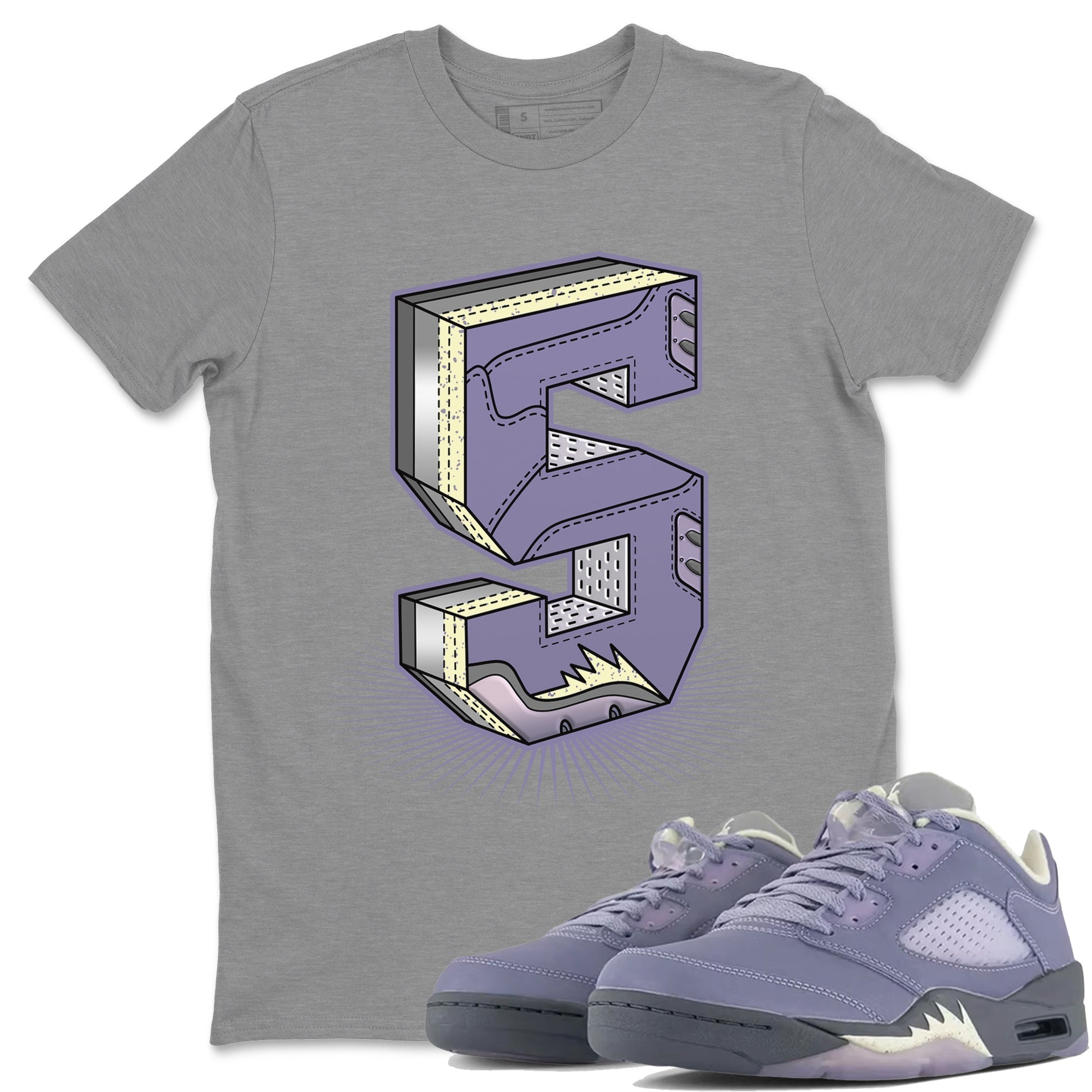 Air Jordan 5 Indigo Haze Sneaker Match Tees Number Statue Streetwear Sneaker Shirt 5s Indigo Haze Sneaker Release Tees Unisex Shirts Heather Grey 1