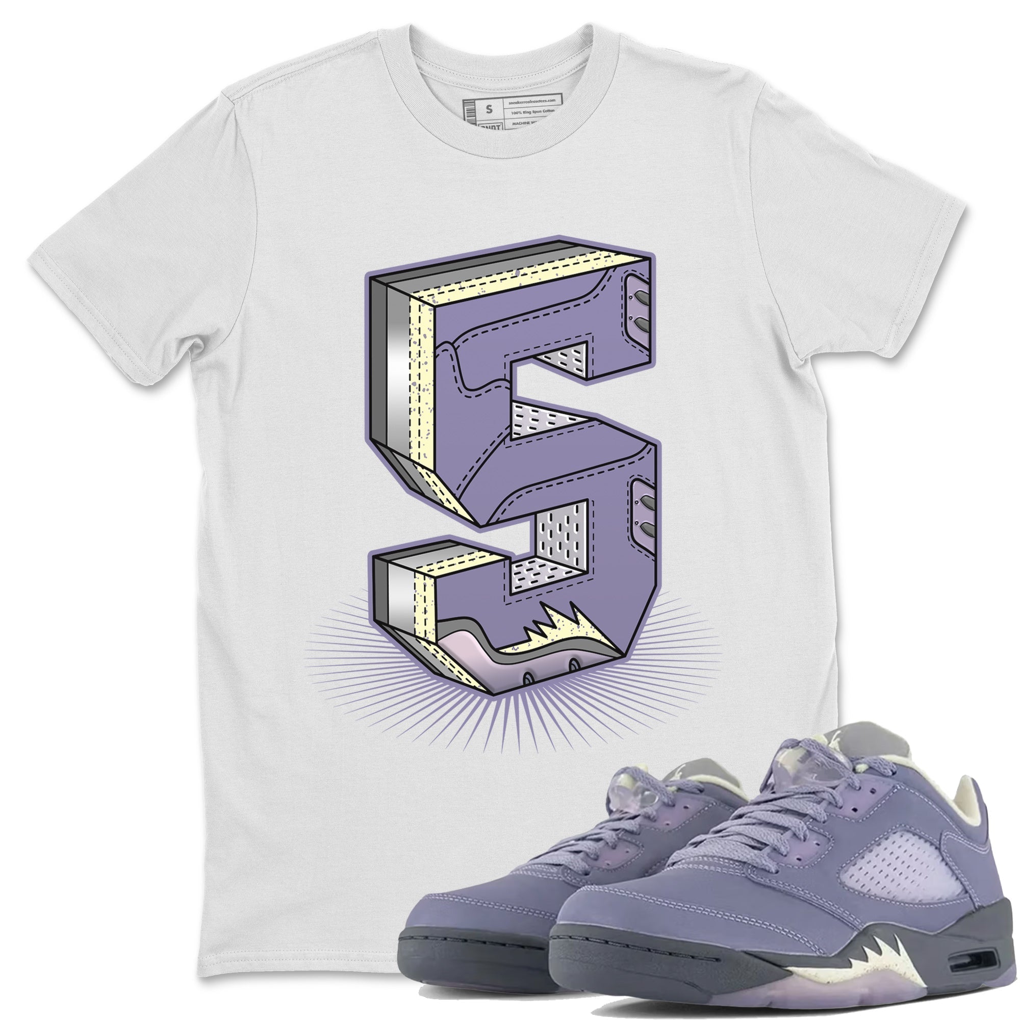 Air Jordan 5 Indigo Haze Sneaker Match Tees Number Statue Streetwear Sneaker Shirt 5s Indigo Haze Sneaker Release Tees Unisex Shirts White 1