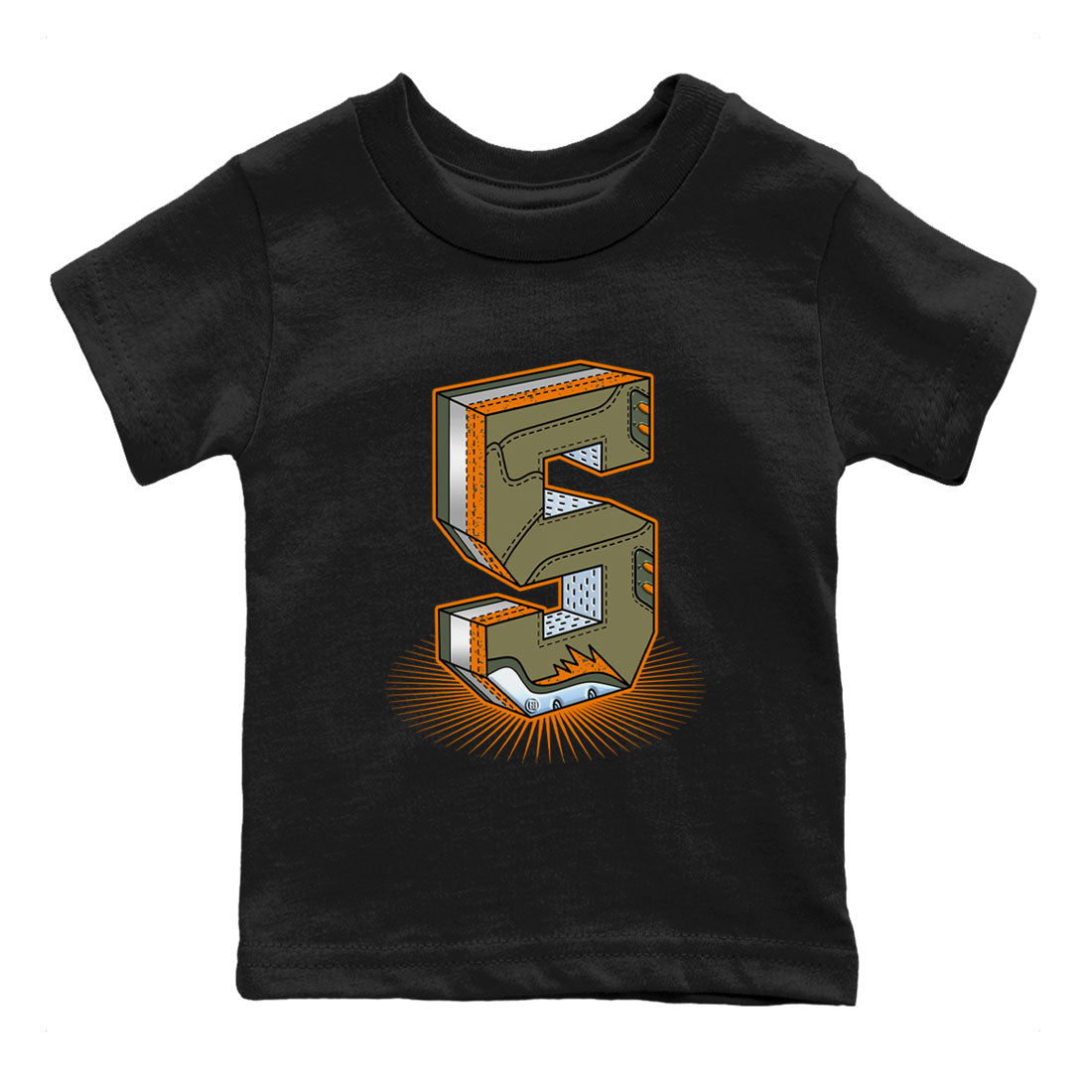 5s Olive shirt to match jordans Number Statue sneaker tees Air Jordan 5 Olive Drip Gear Zone baby toddler Black 2 cotton Shirt