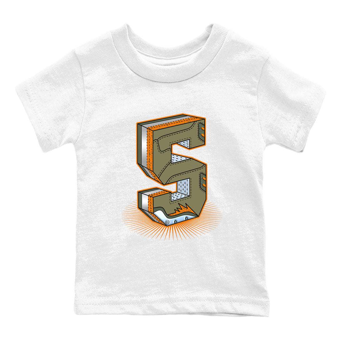 5s Olive shirt to match jordans Number Statue sneaker tees Air Jordan 5 Olive Drip Gear Zone baby toddler White 2 cotton Shirt