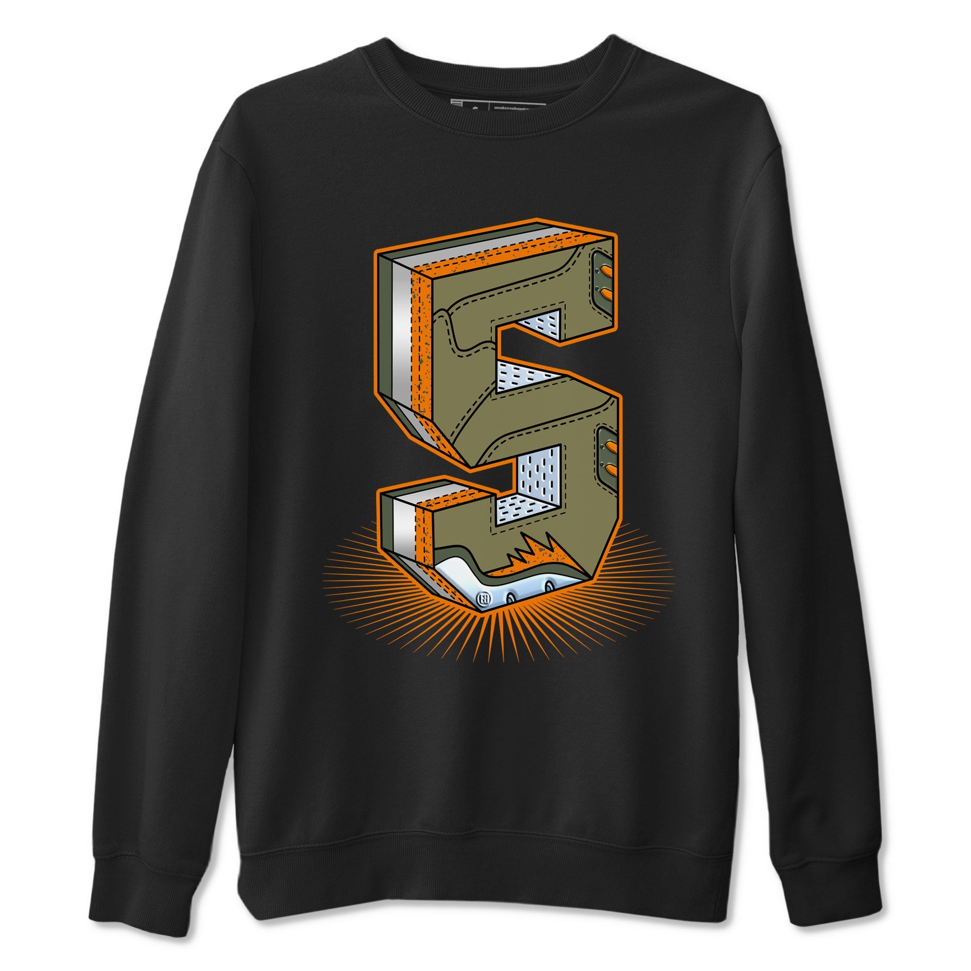 5s Olive shirt to match jordans Number Statue sneaker tees Air Jordan 5 Retro Olive Drip Gear Zone unisex cotton Black 2 crew neck shirt