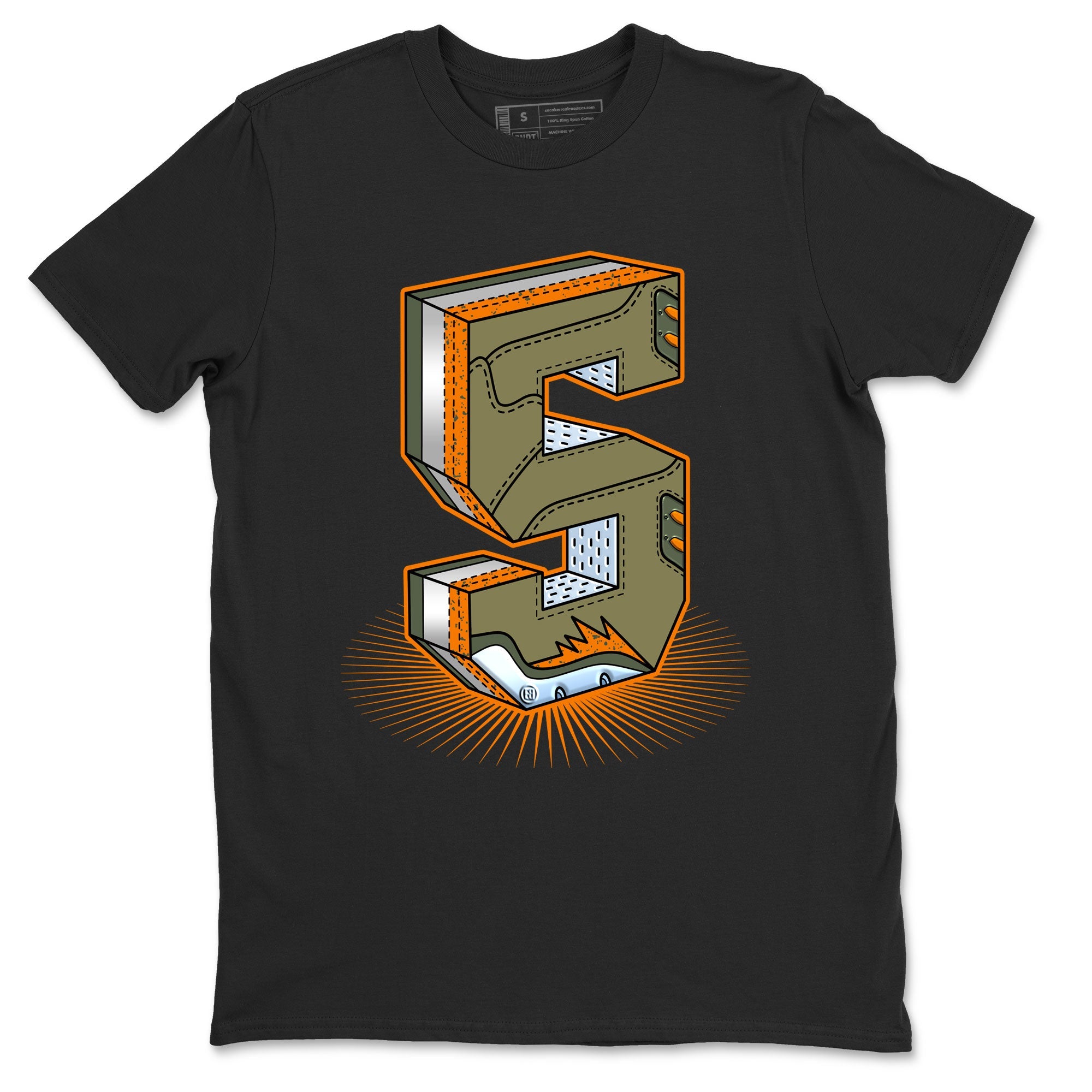 5s Olive shirt to match jordans Number Statue sneaker tees Air Jordan 5 Retro Olive Drip Gear Zone unisex cotton Black 2 crew neck shirt