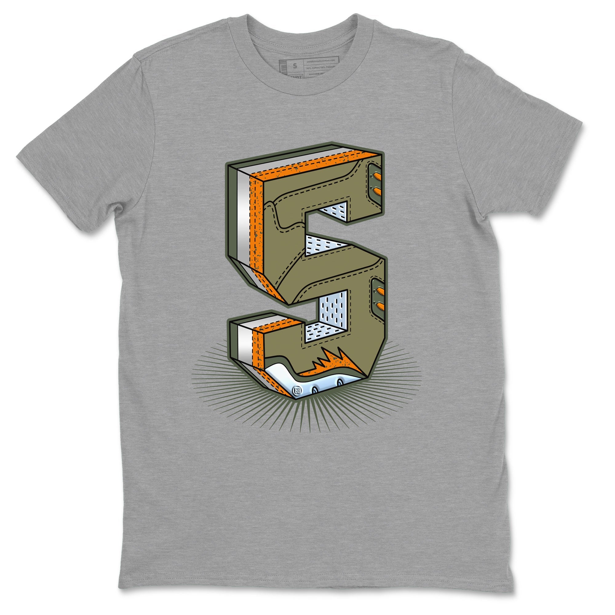 5s Olive shirt to match jordans Number Statue sneaker tees Air Jordan 5 Retro Olive Drip Gear Zone unisex cotton Heather Grey 2 crew neck shirt