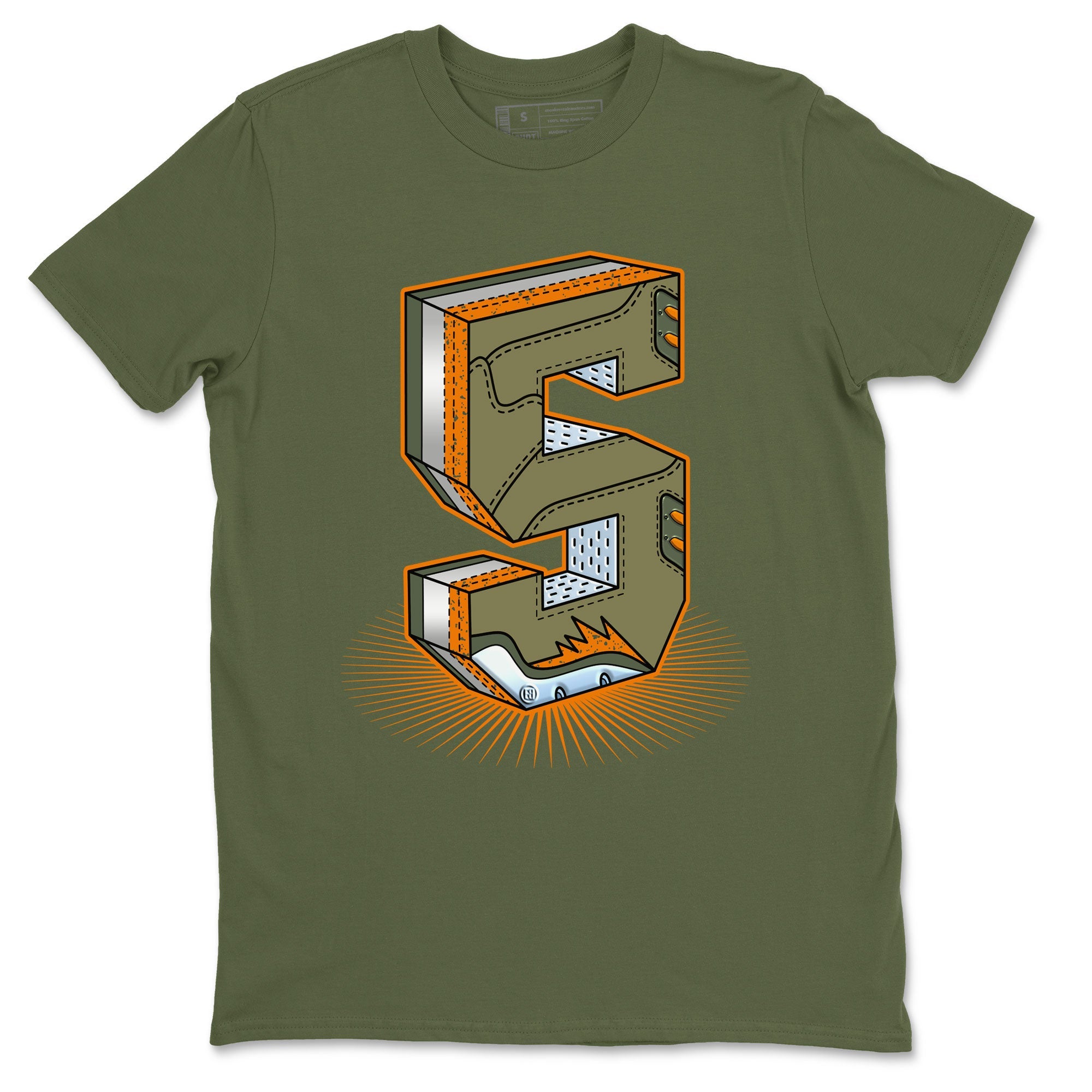 5s Olive shirt to match jordans Number Statue sneaker tees Air Jordan 5 Retro Olive Drip Gear Zone unisex cotton Military Green 2 crew neck shirt