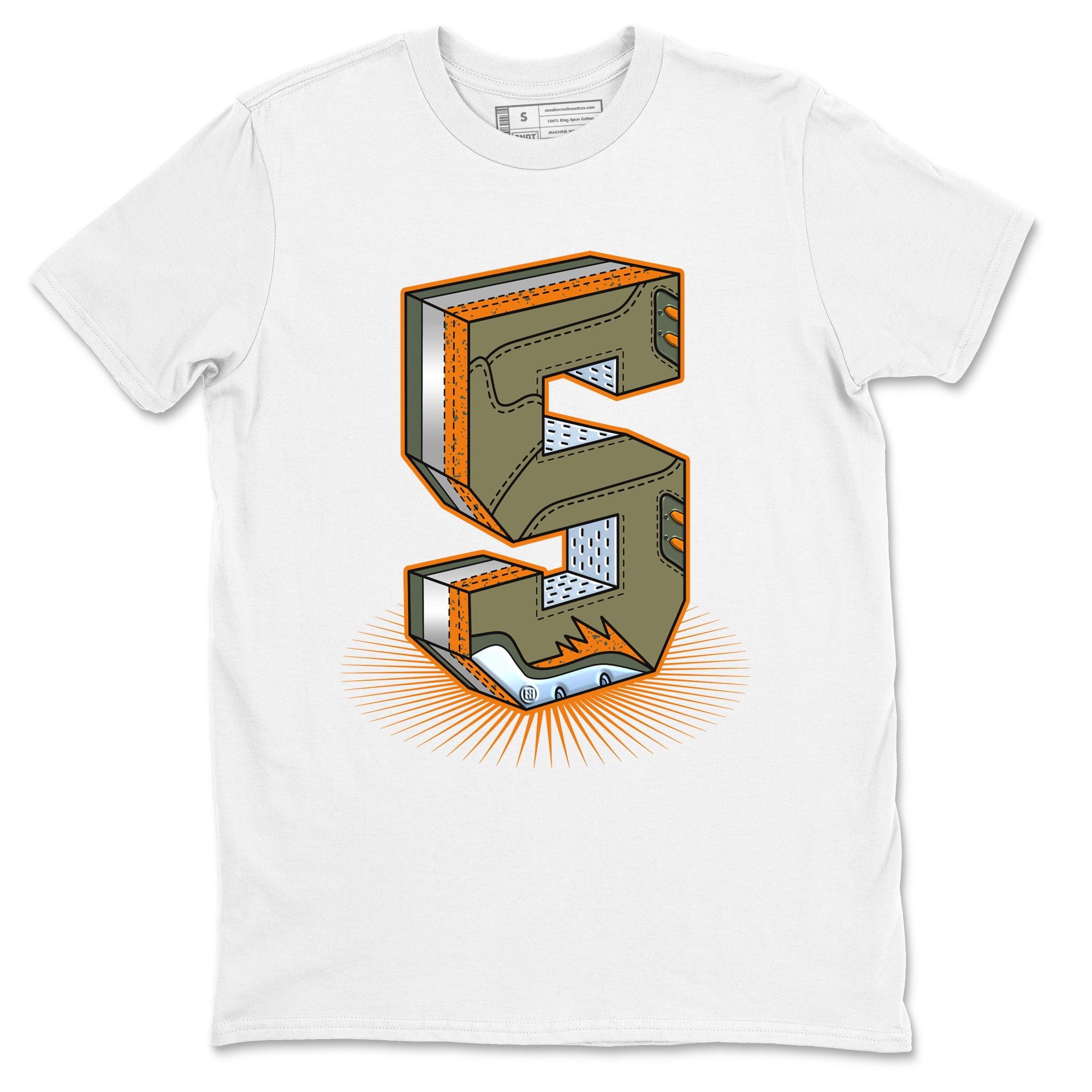 5s Olive shirt to match jordans Number Statue sneaker tees Air Jordan 5 Retro Olive Drip Gear Zone unisex cotton White 2 crew neck shirt