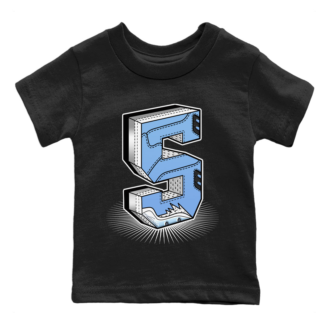 Jordan 5 UNC Sneaker Matching T-Shirt Number Statue Sneaker Tees Jordan 5 UNC Sneaker Release Tees Kids Shirts