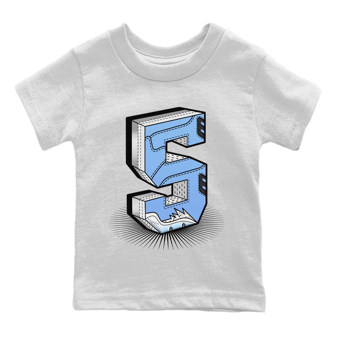 Jordan 5 UNC Sneaker Matching T-Shirt Number Statue Sneaker Tees Jordan 5 UNC Sneaker Release Tees Kids Shirts