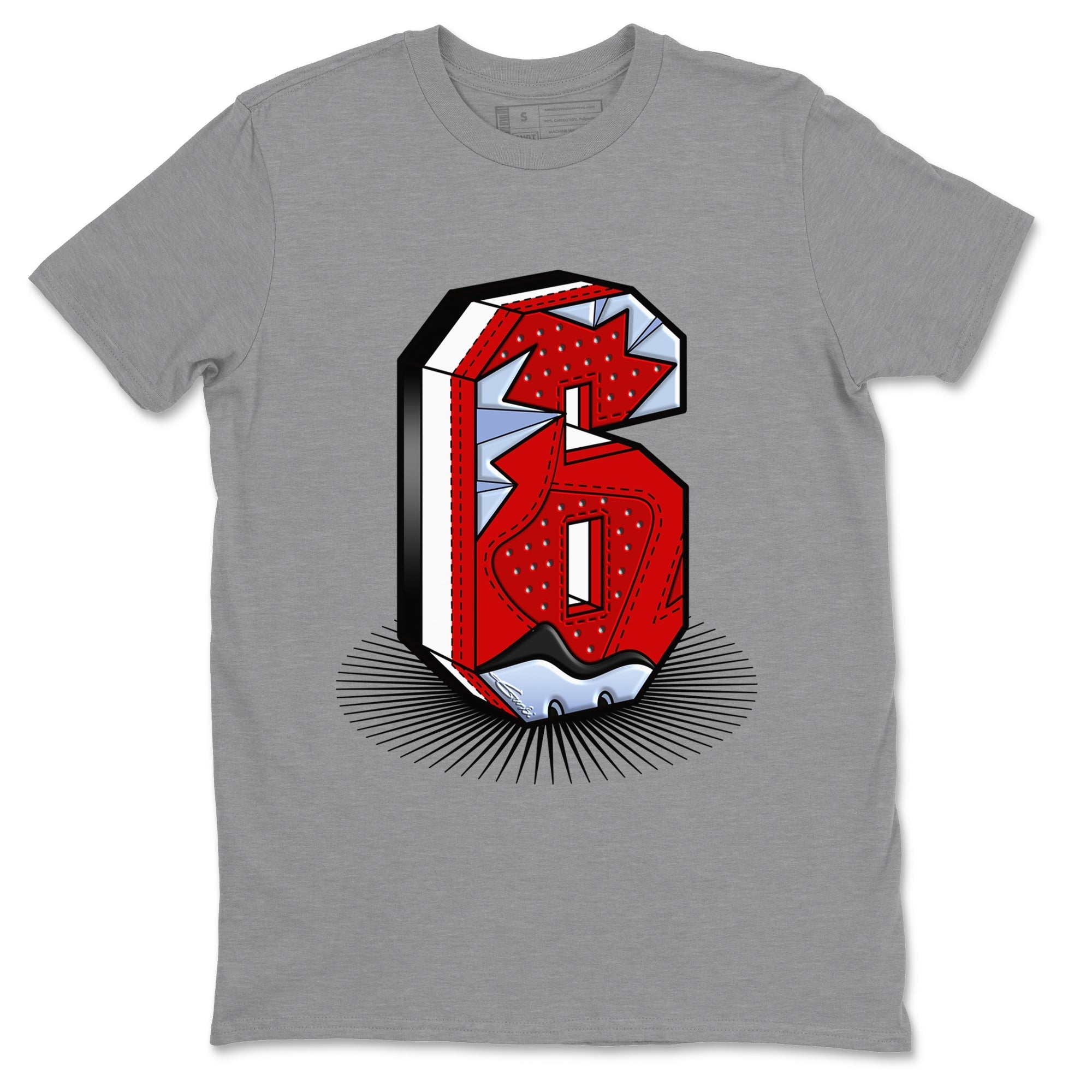 Air Jordan 6 Toro Bravo Sneaker Match Tees Number Statue Streetwear Sneaker Shirt Air Jordan 6 Toro Bravo T-Shirt Unisex Shirts Heather Grey 2