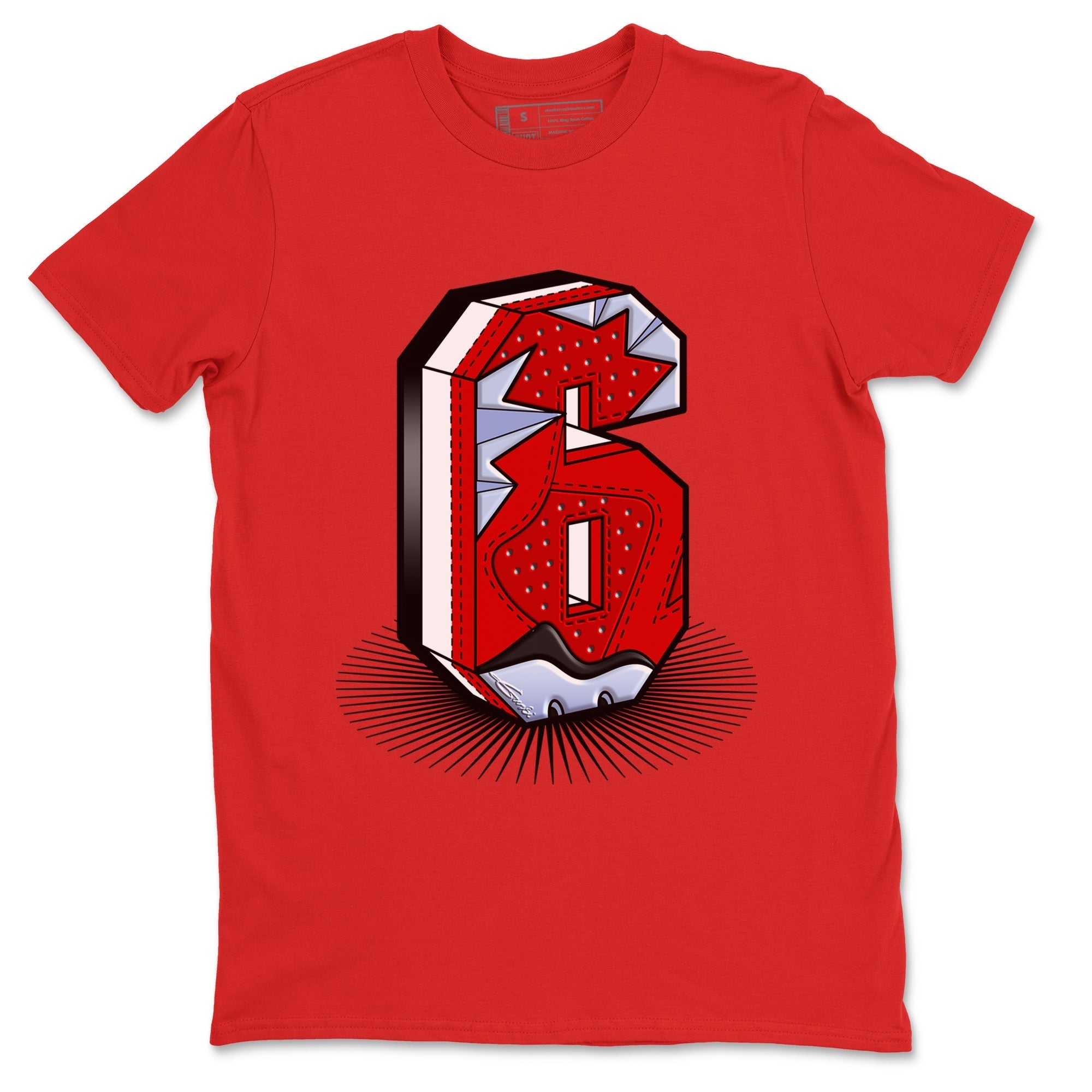 Air Jordan 6 Toro Bravo Sneaker Match Tees Number Statue Streetwear Sneaker Shirt Air Jordan 6 Toro Bravo T-Shirt Unisex Shirts Red 2