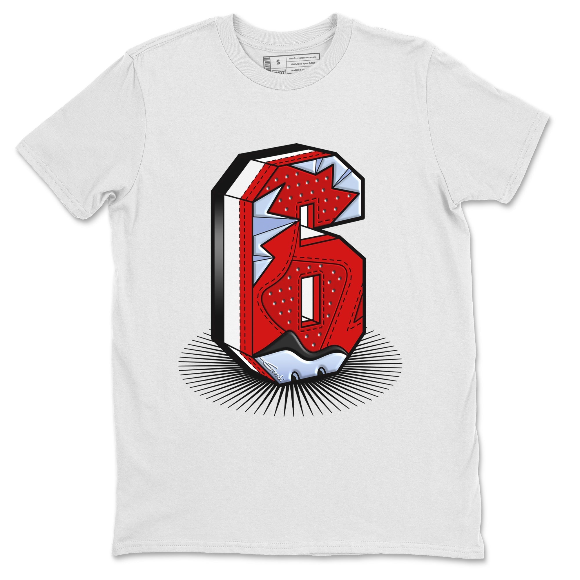Air Jordan 6 Toro Bravo Sneaker Match Tees Number Statue Streetwear Sneaker Shirt Air Jordan 6 Toro Bravo T-Shirt Unisex Shirts White 2