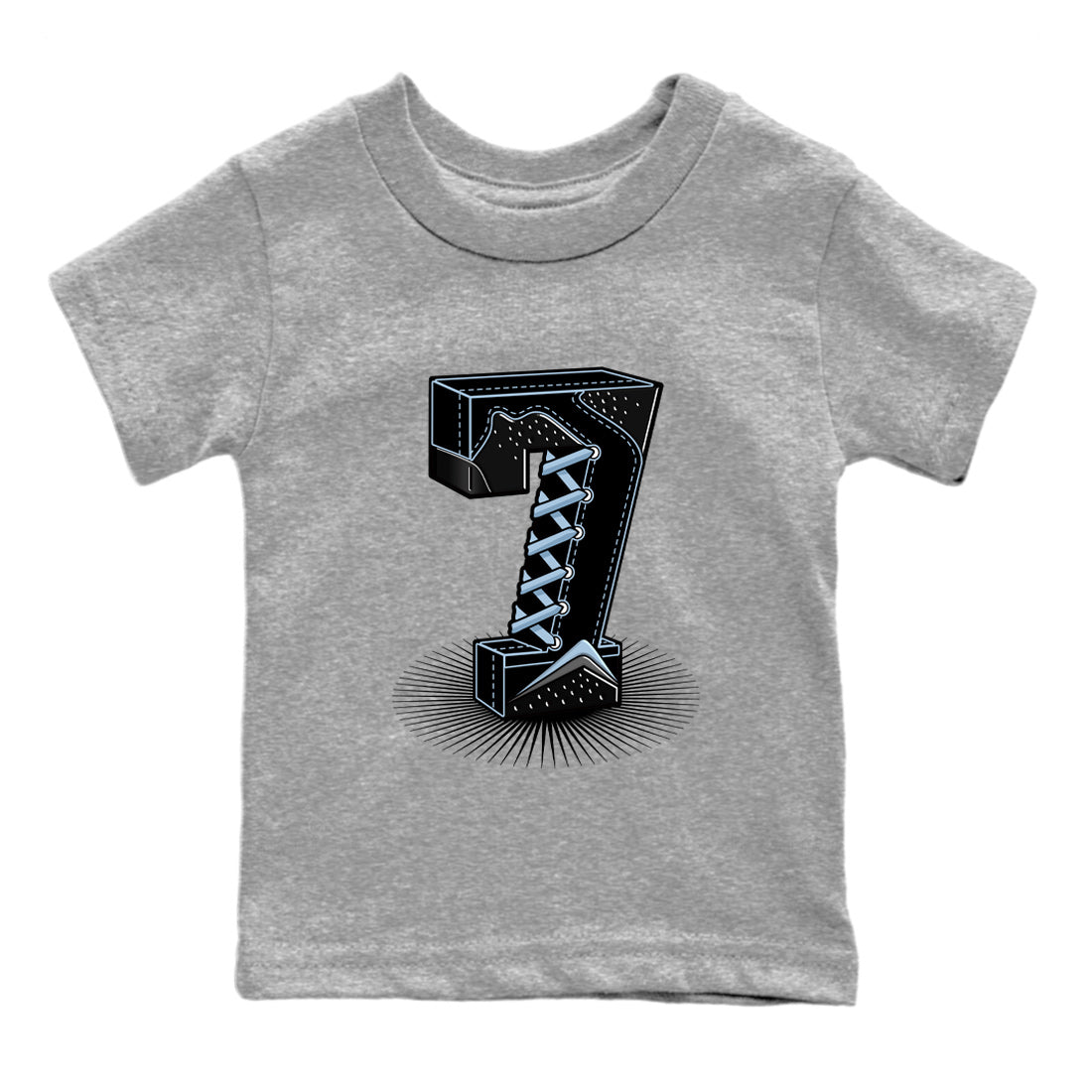 Air Jordan 7 Chambray Sneaker Match Tees Number Statue Streetwear Sneaker Shirt Jordan 7 Chambray Sneaker Release Tees Kids Shirts Heather Grey 2