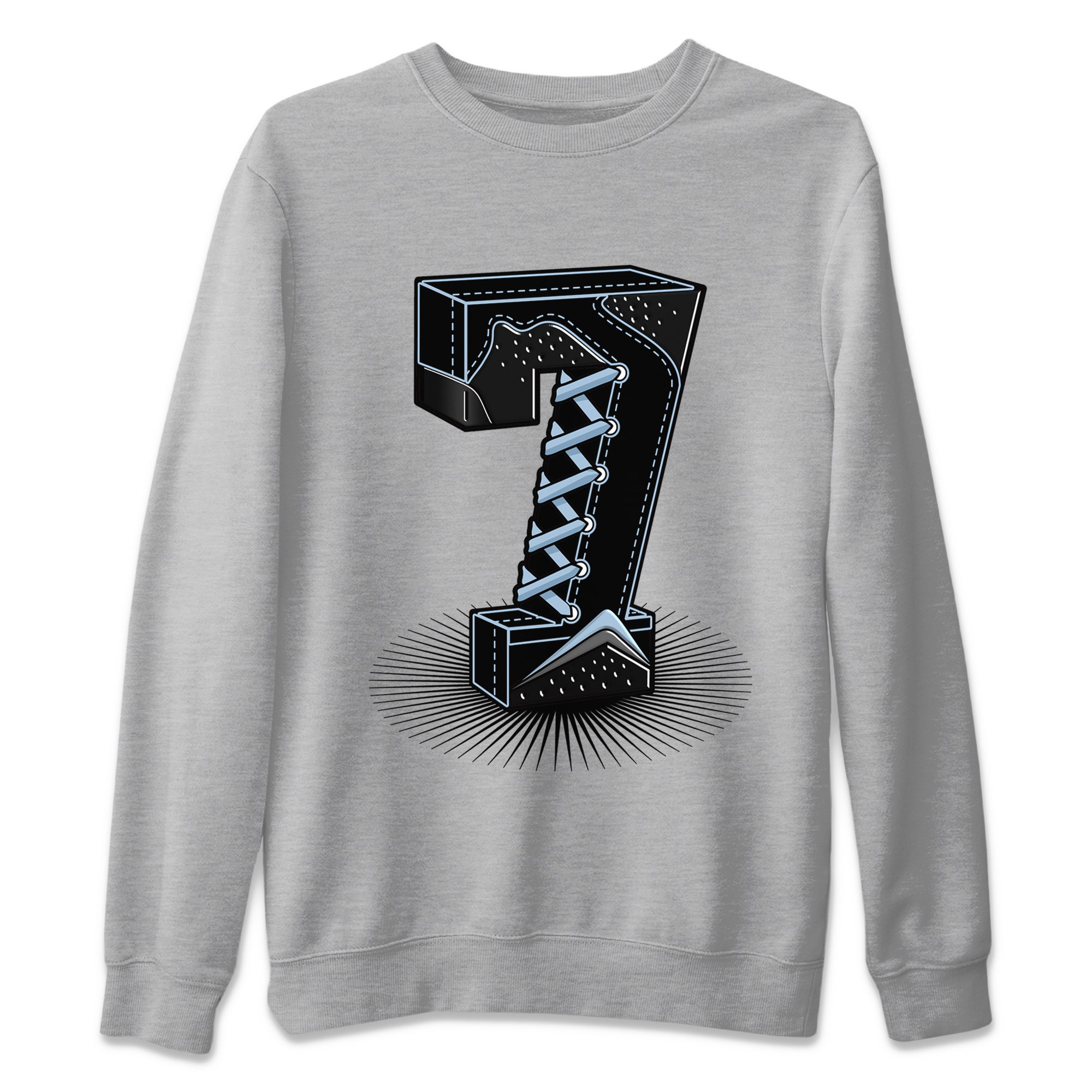 Air Jordan 7 Chambray Sneaker Match Tees Number Statue Streetwear Sneaker Shirt Jordan 7 Chambray Sneaker Release Tees Unisex Shirts Heather Grey 2